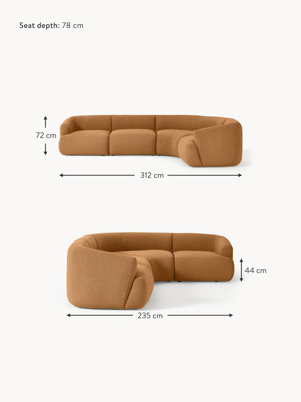 Sofia Modular Bouclé Corner Sofa (4-seater)