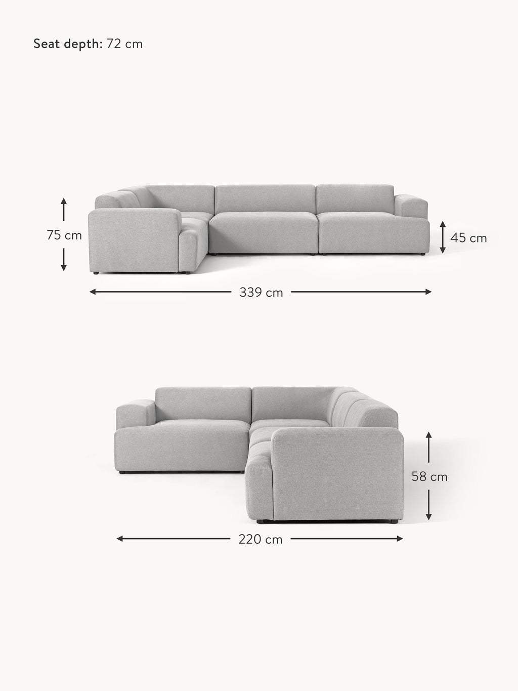 Melva Large Corner Sofa (4-seater)