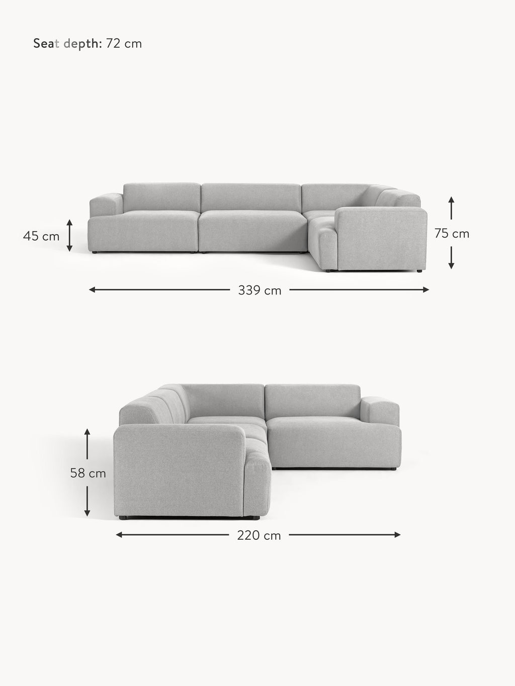 Melva Large Corner Sofa (4-seater)