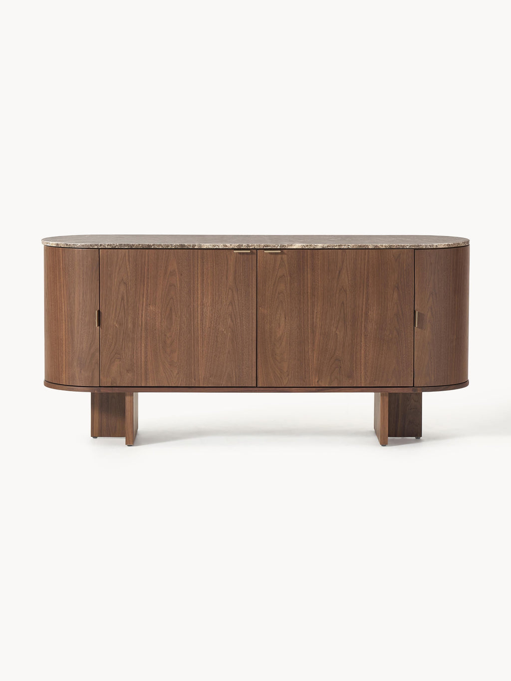 Zumi Wooden Sideboard with Rounded Corners and Marble Top