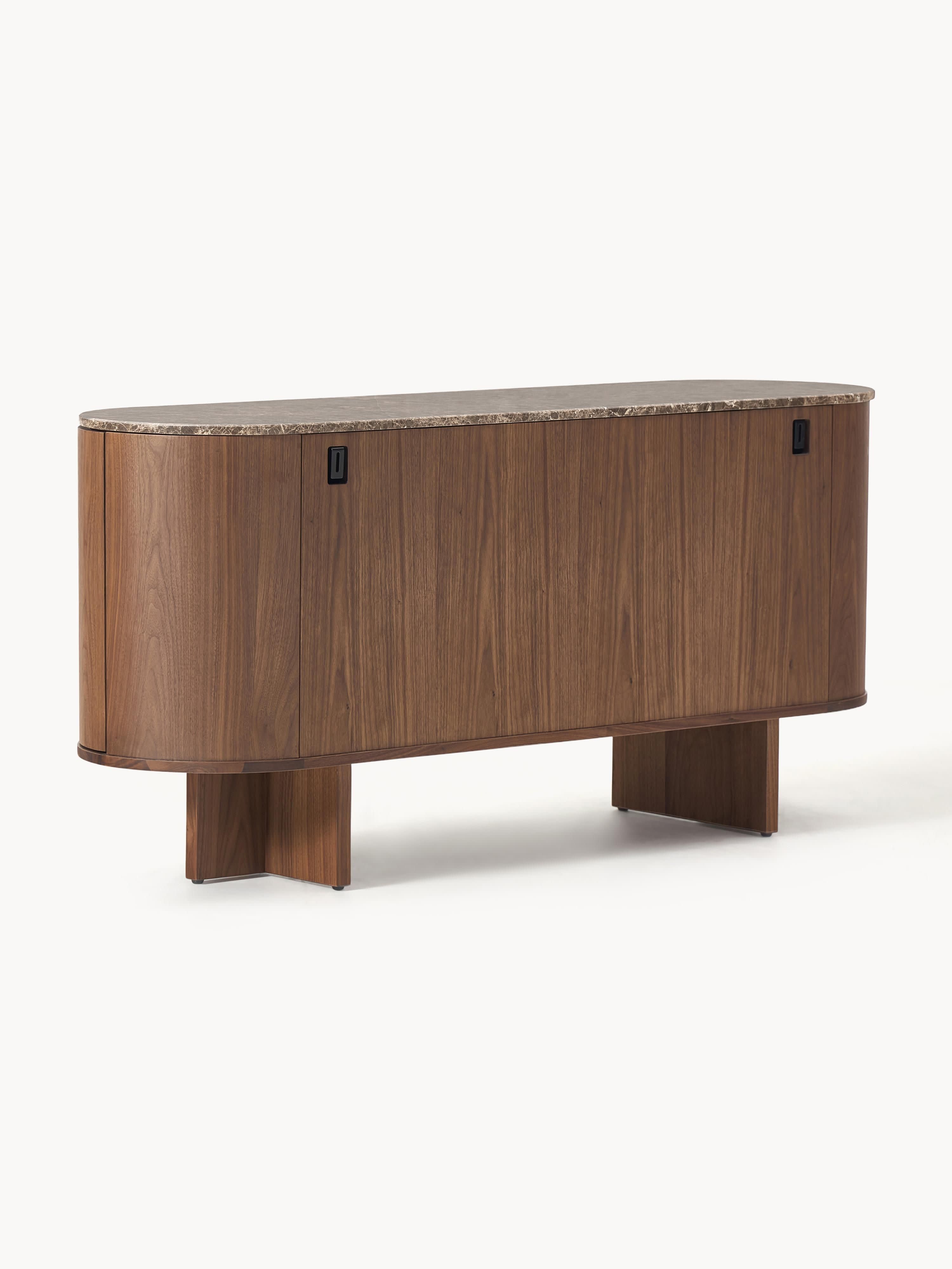 Zumi Wooden Sideboard with Rounded Corners and Marble Top