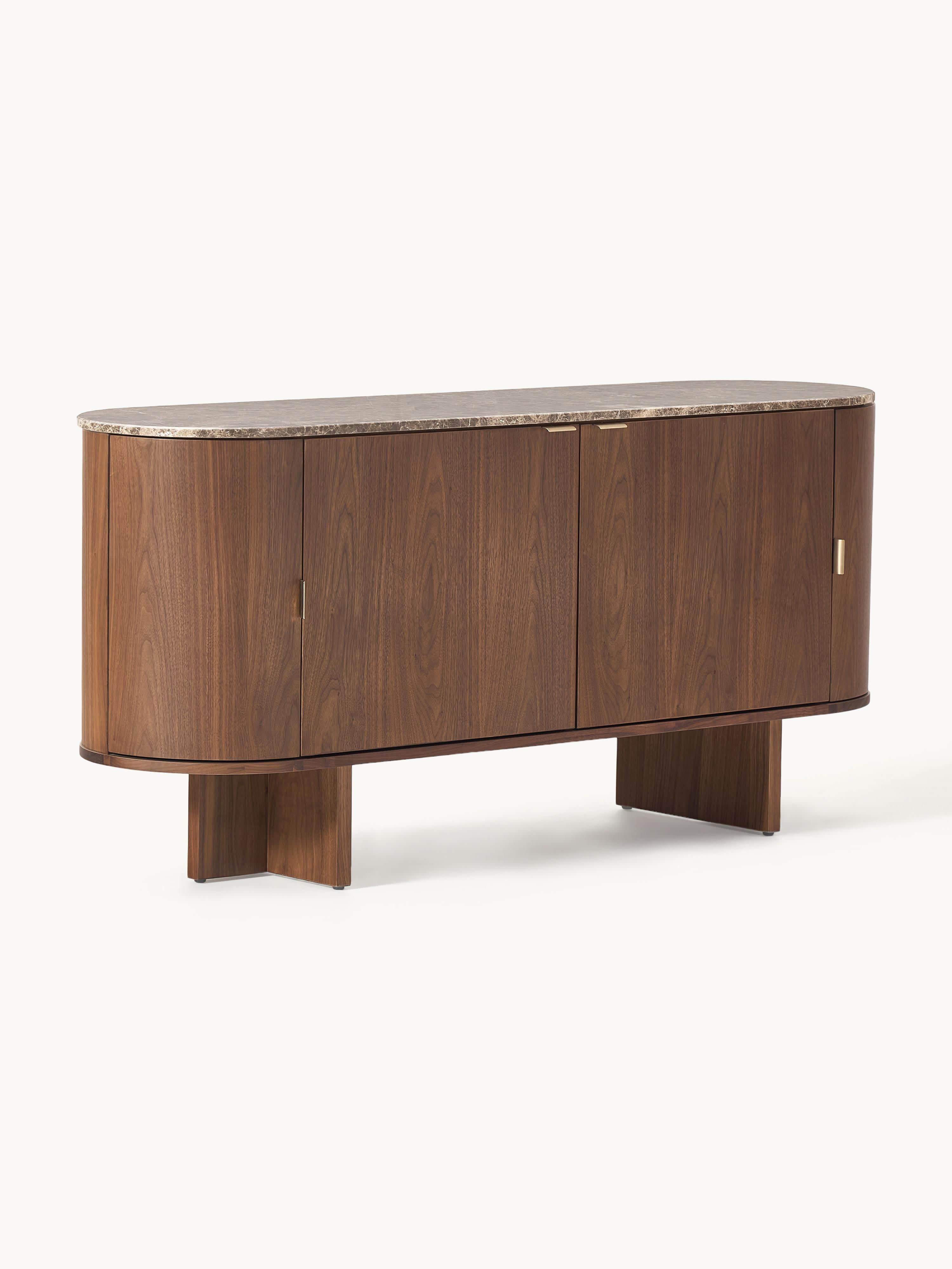 Gallery image 1 - Wooden Sideboard Zumi with Rounded Corners and Marble Top