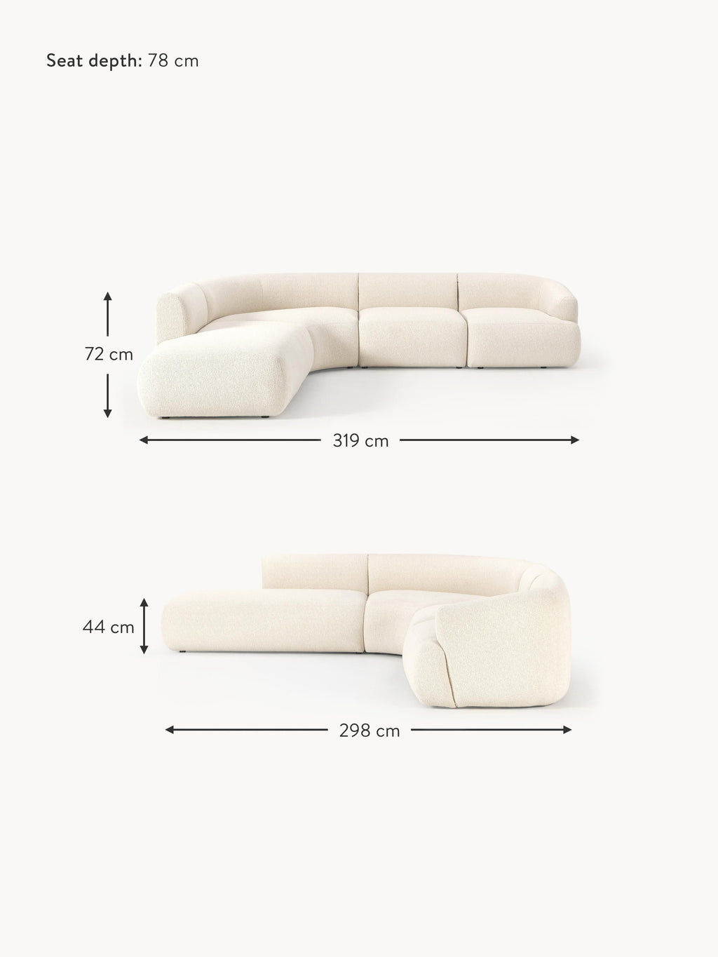 Sofia Modular Bouclé Corner Sofa (4-seater)