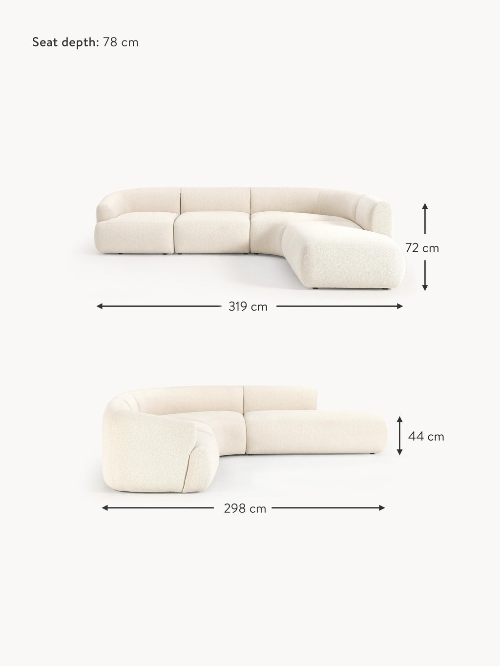 Sofia Modular Bouclé Corner Sofa (4-seater)