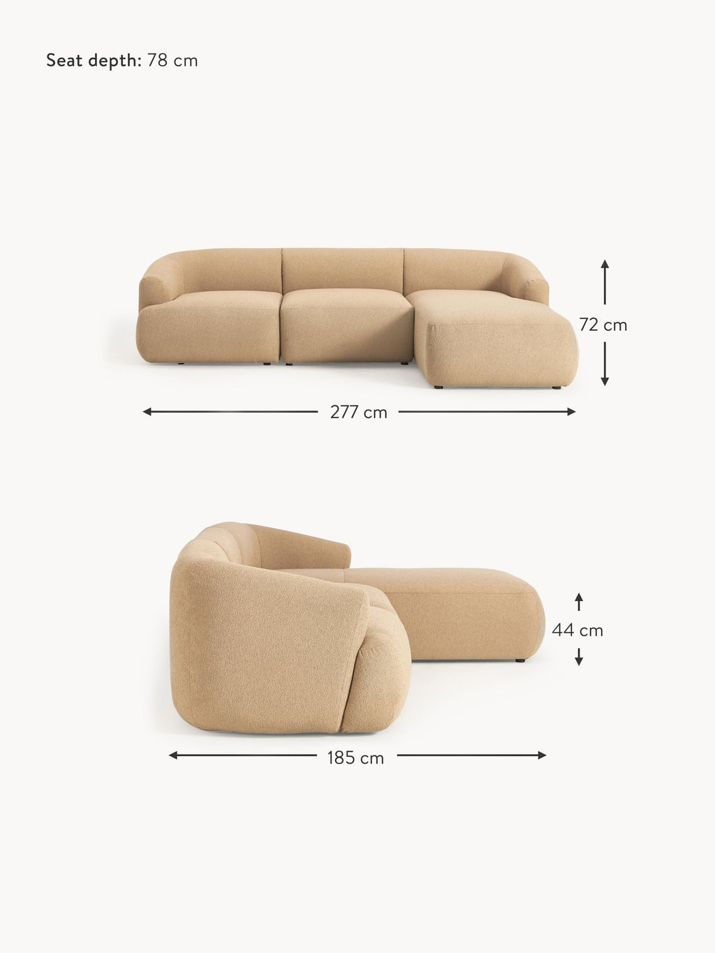 Sofia Modular Bouclé Corner Sofa (4-seater)