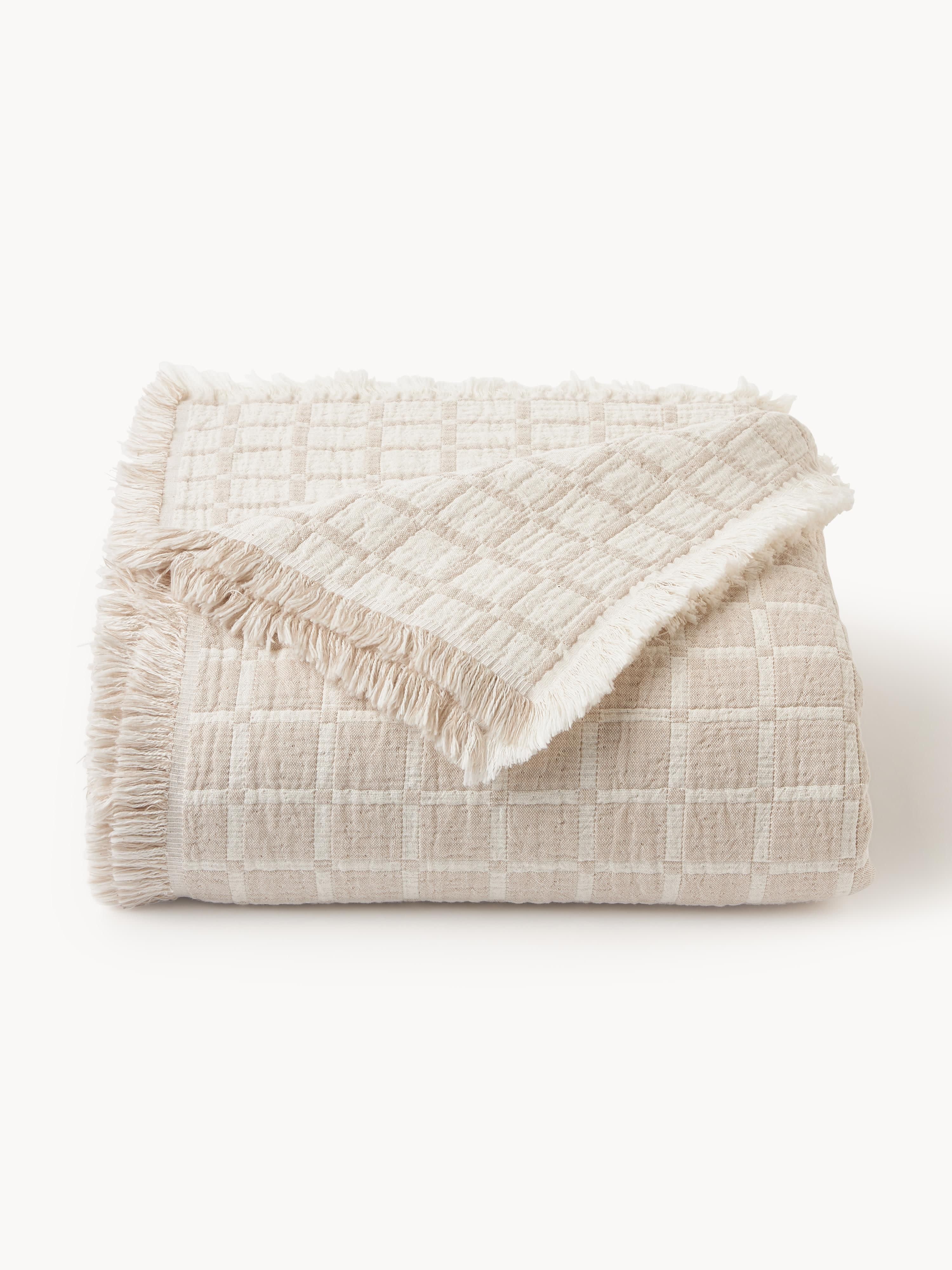 Ronia Washed Muslin Bedspread with Fringes