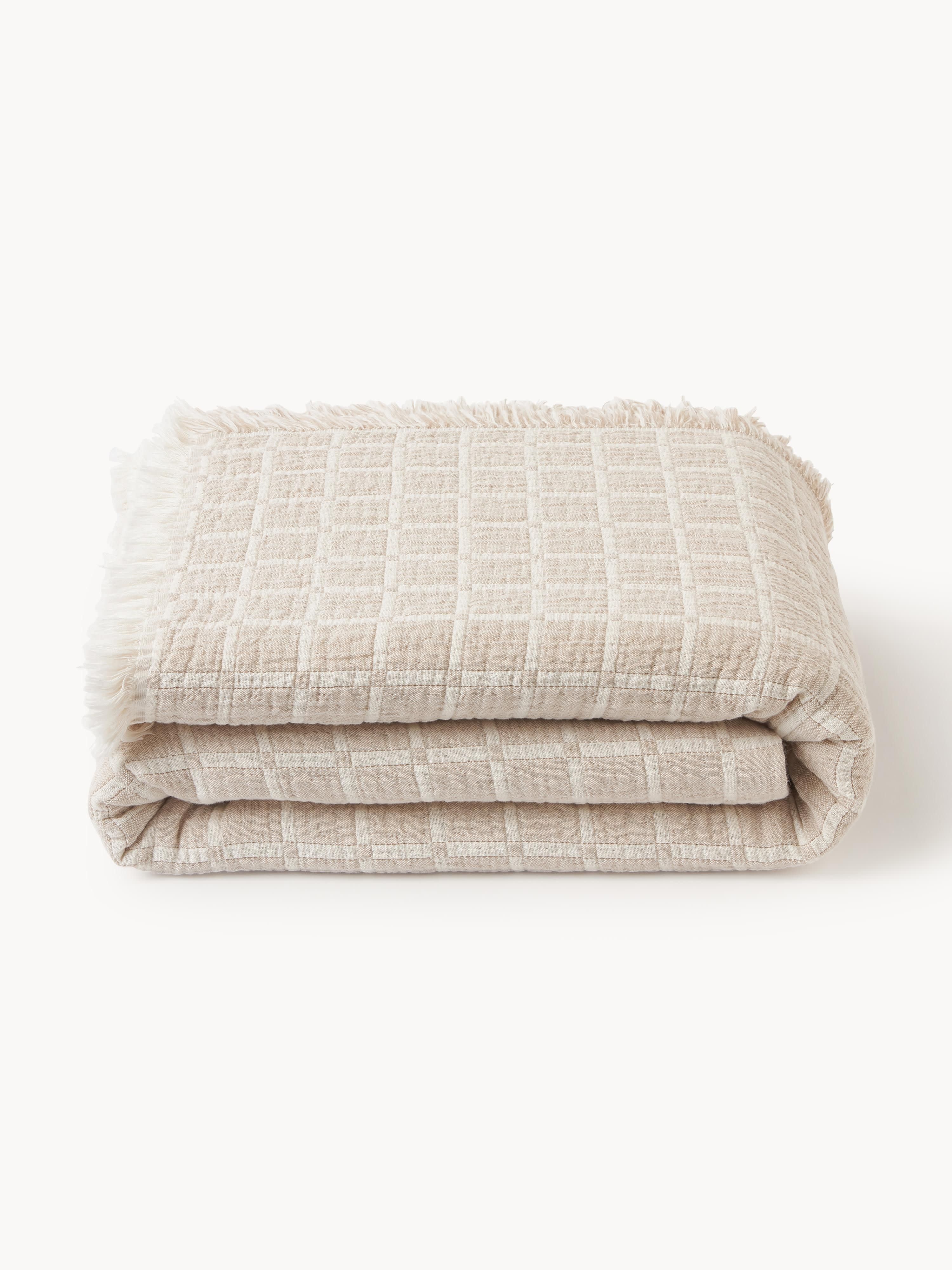 Ronia Washed Muslin Bedspread with Fringes