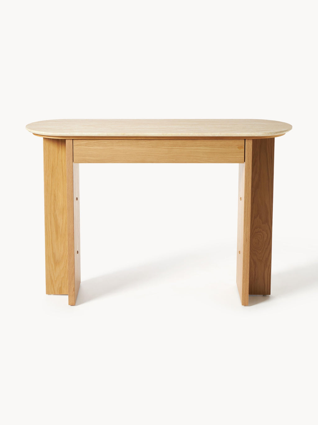 Zumi Wooden Console Table with Travertine Top
