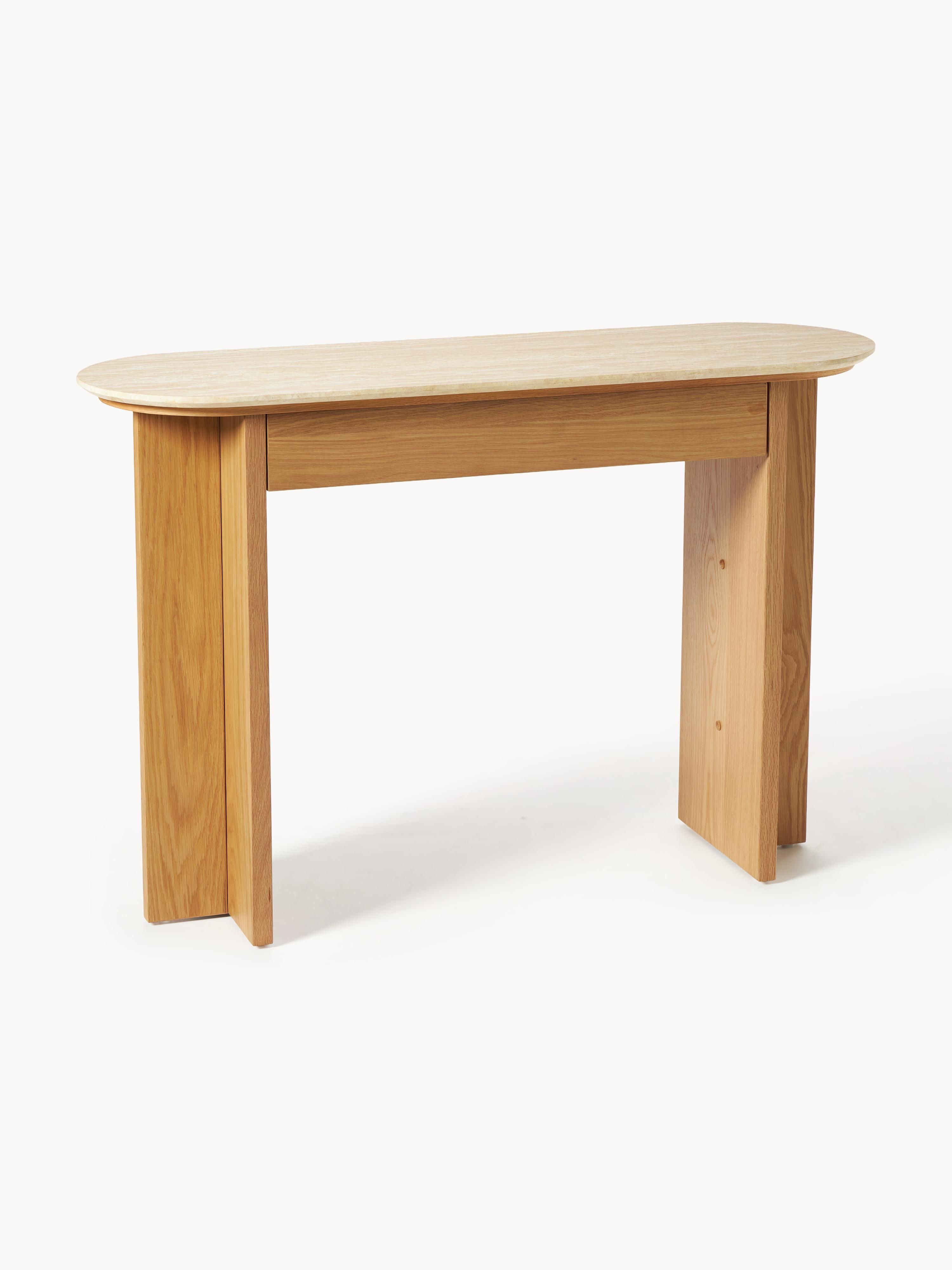 Gallery image 1 - Wooden Console Table Zumi with Travertine Top