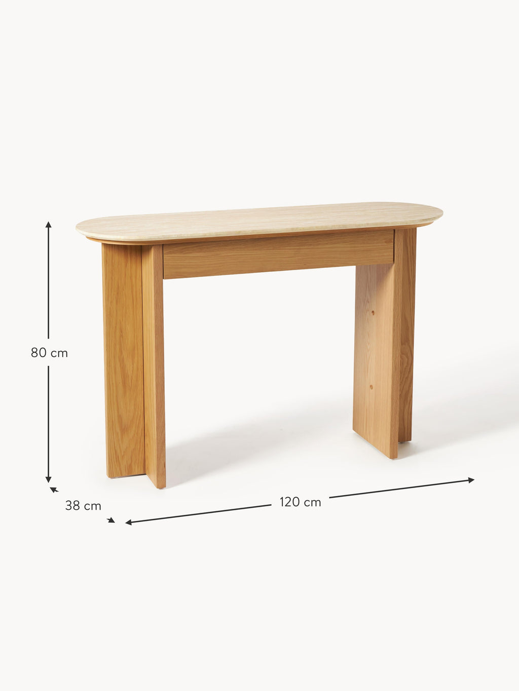 Zumi Wooden Console Table with Travertine Top