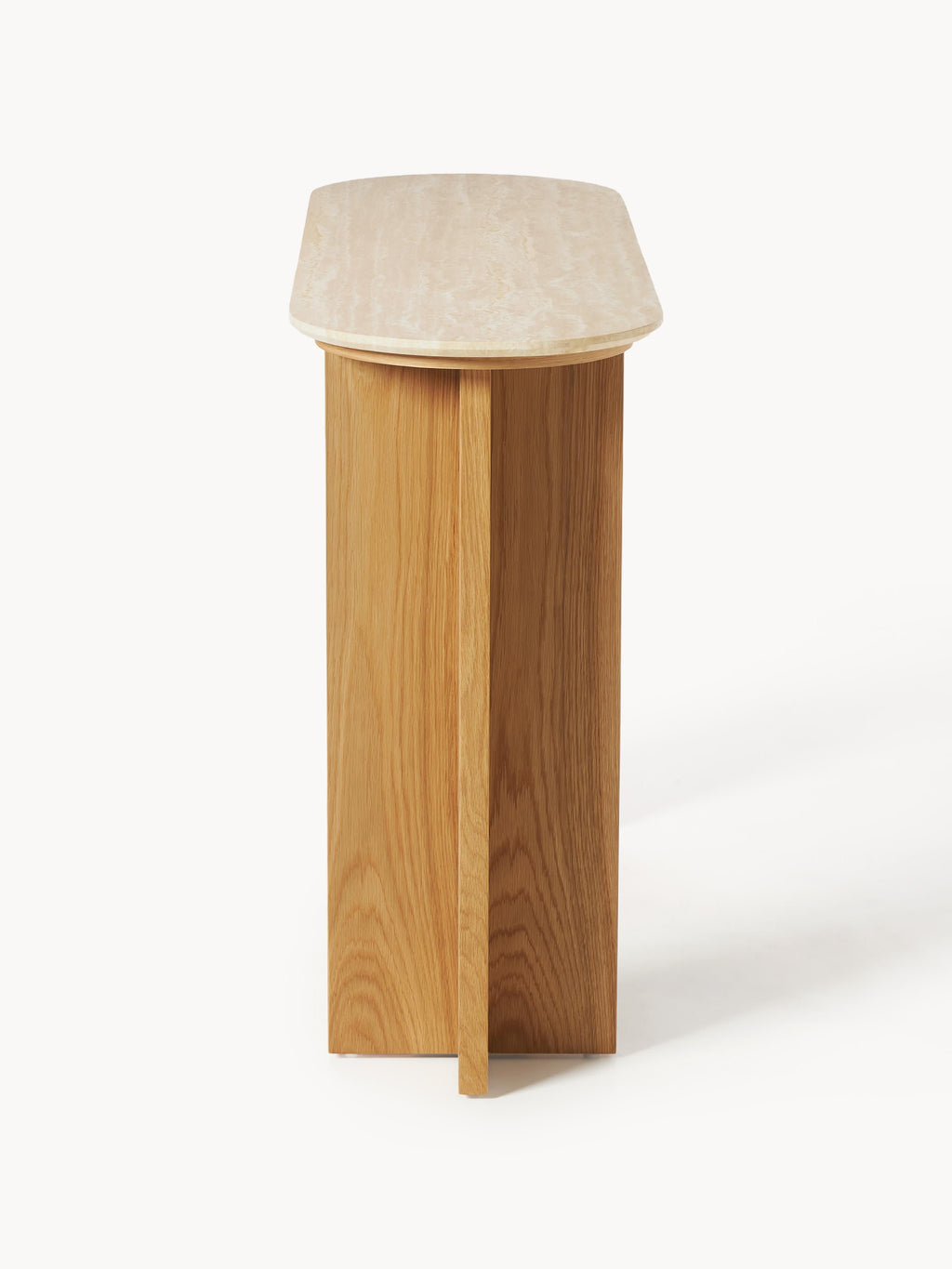 Zumi Wooden Console Table with Travertine Top