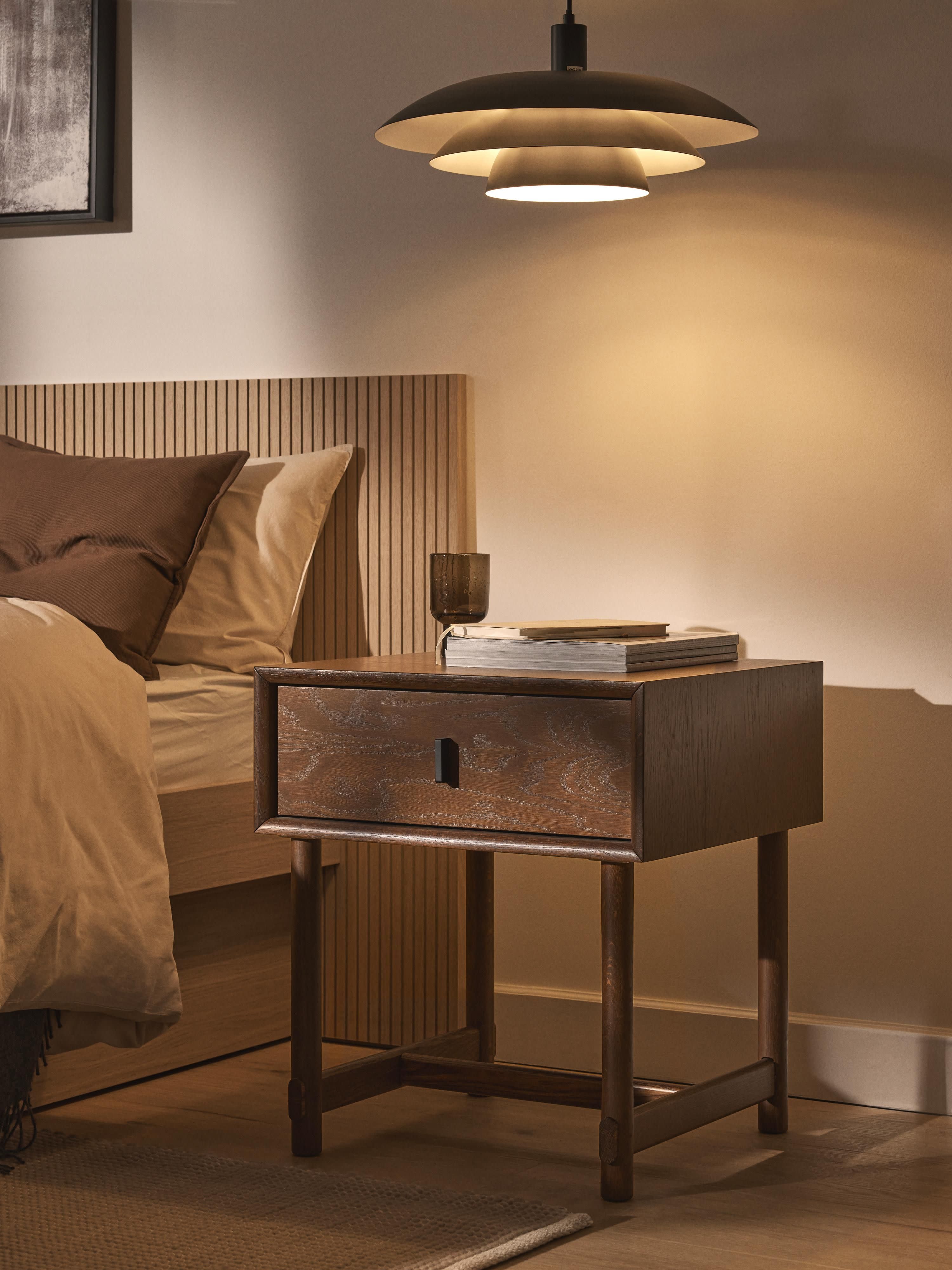 Diana Oak Wood Bedside Table with Drawer