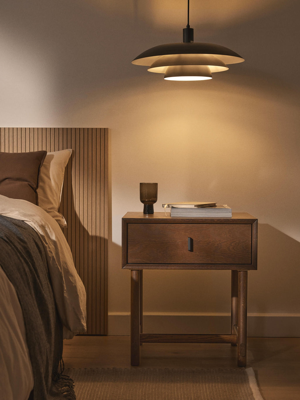 Diana Oak Wood Bedside Table with Drawer