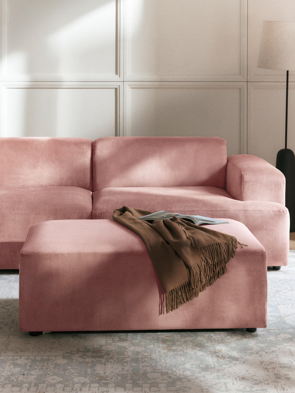 Melva Corduroy XL Ottoman, W 116 x D 72 cm