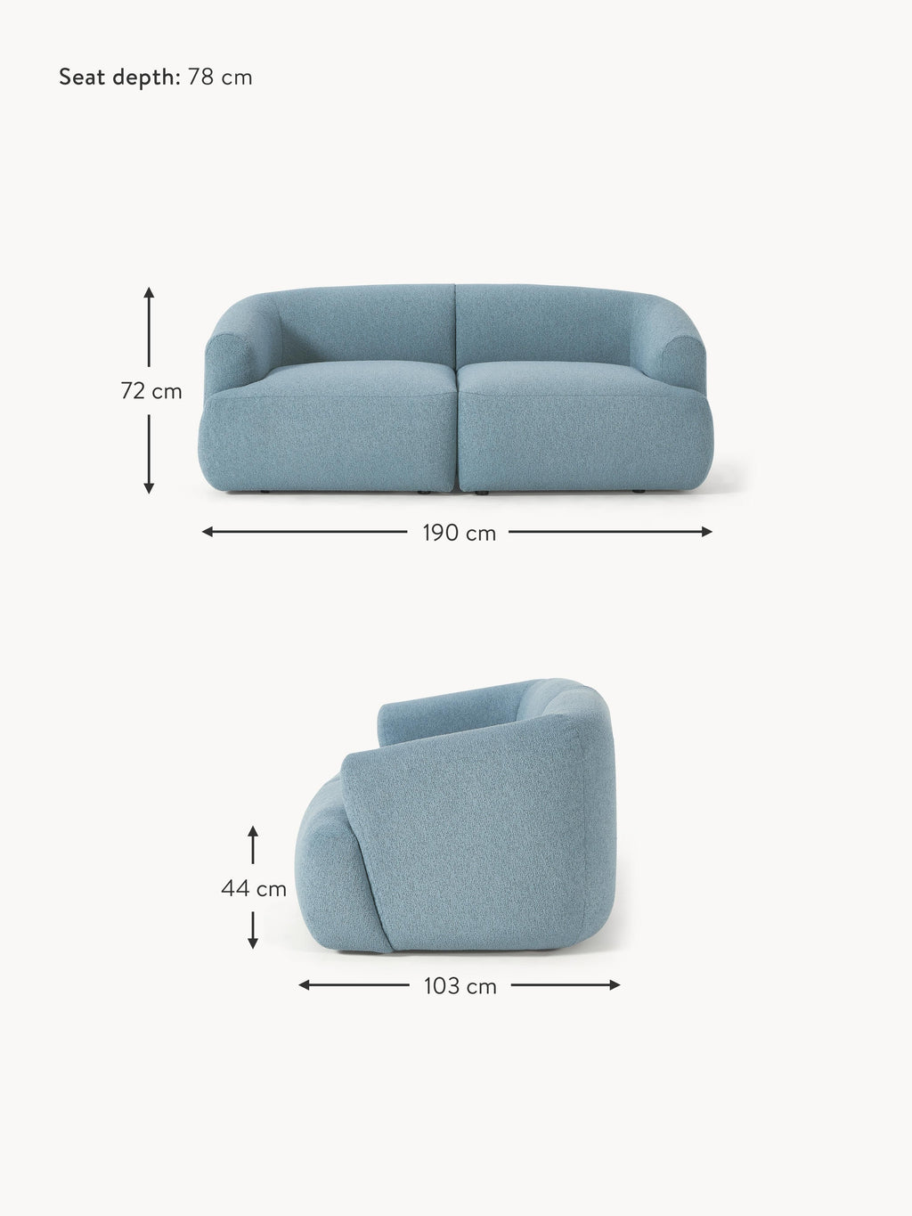 Sofia Bouclé Modular Sofa (2-seater)