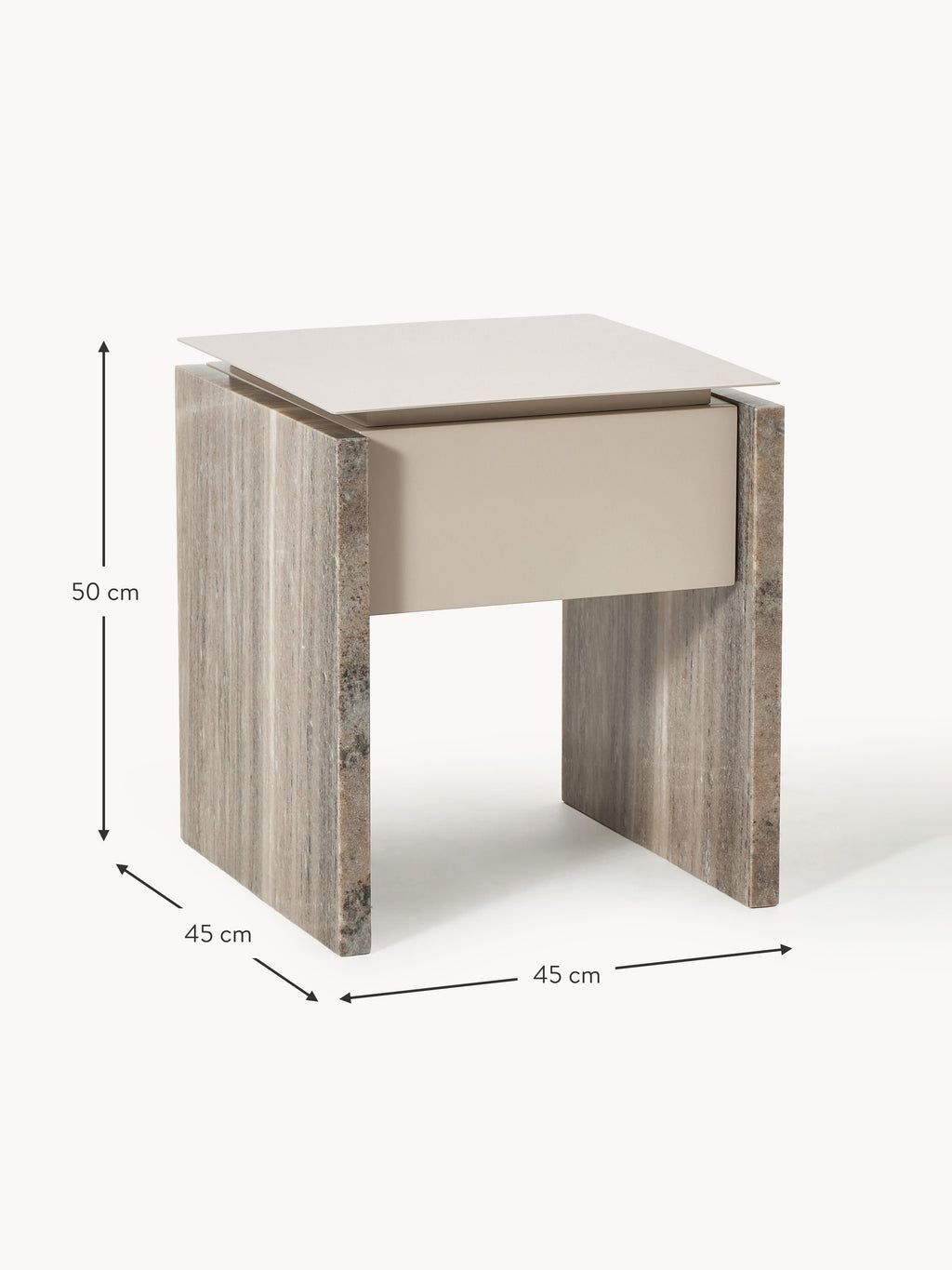 Bruce Marble and Metal Bedside Table