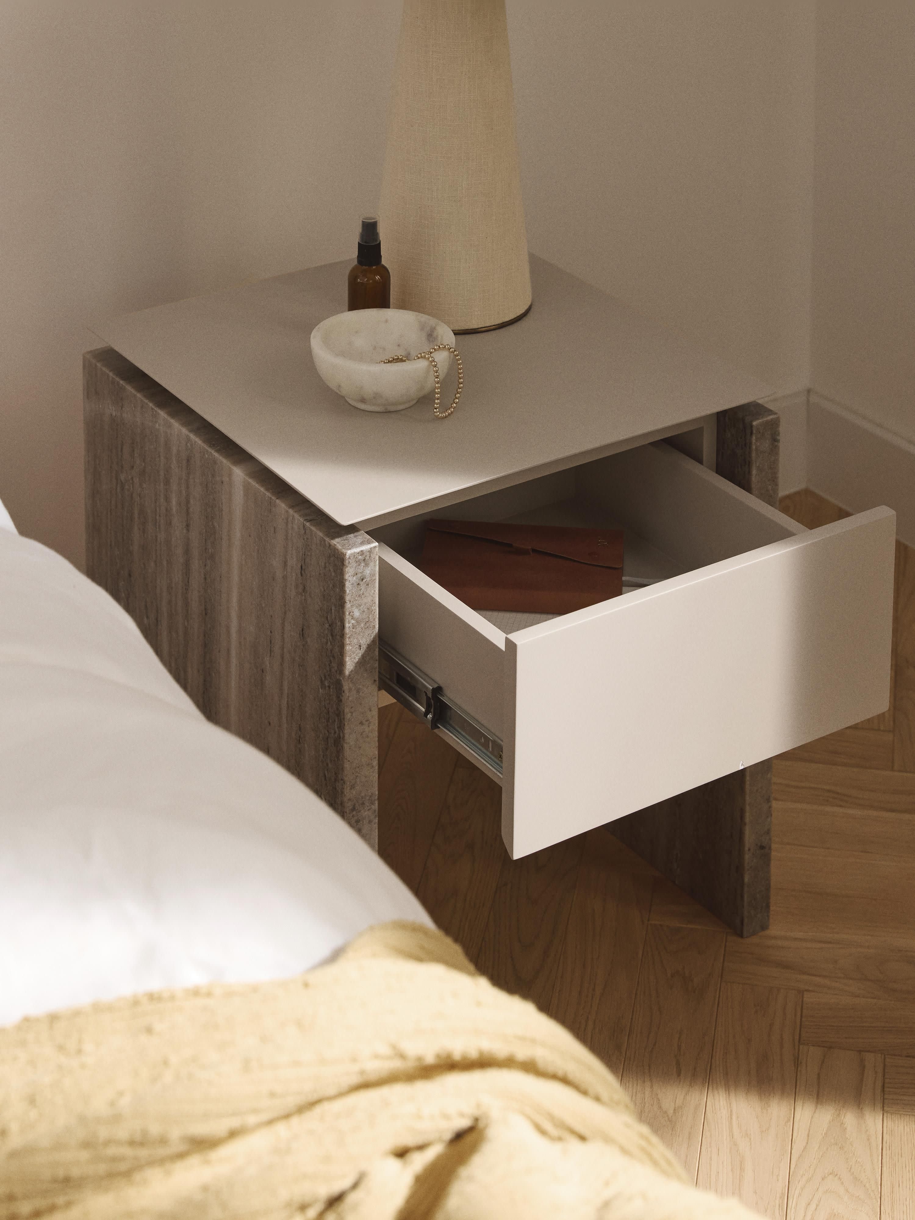 Bruce Marble and Metal Bedside Table
