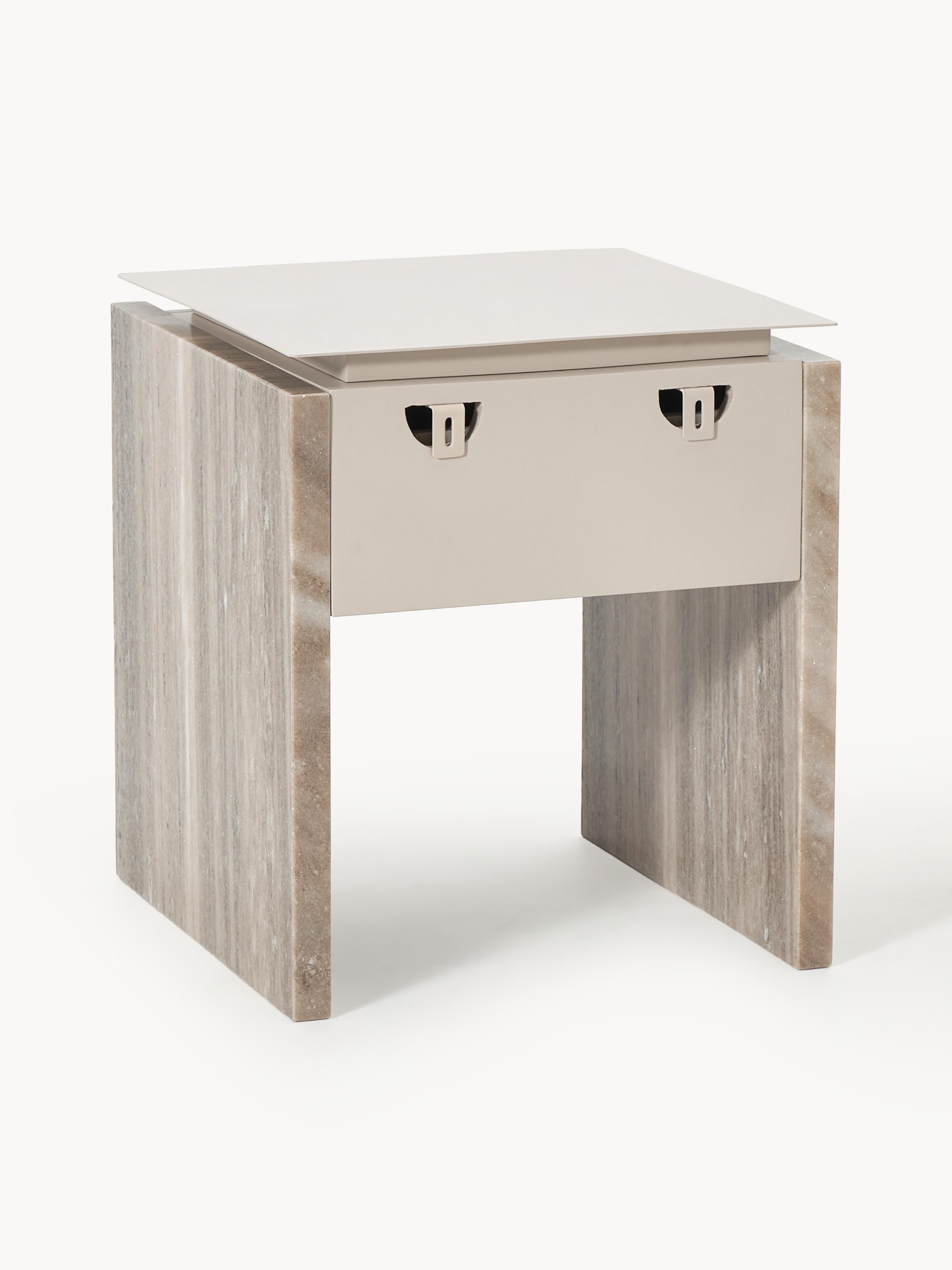 Bruce Marble and Metal Bedside Table