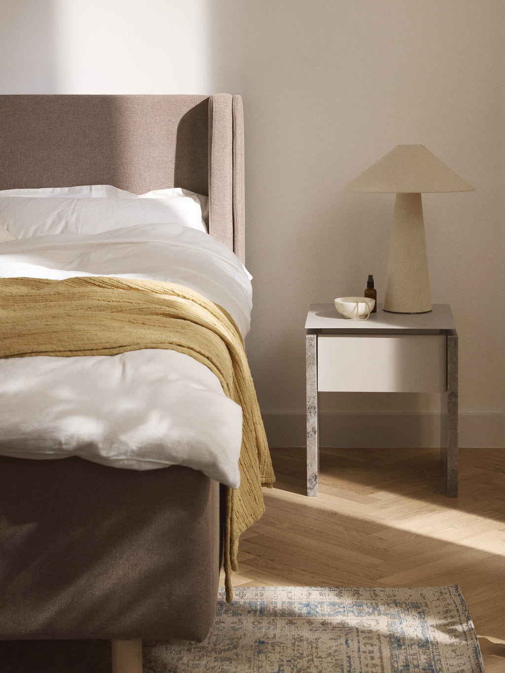 Bruce Marble and Metal Bedside Table