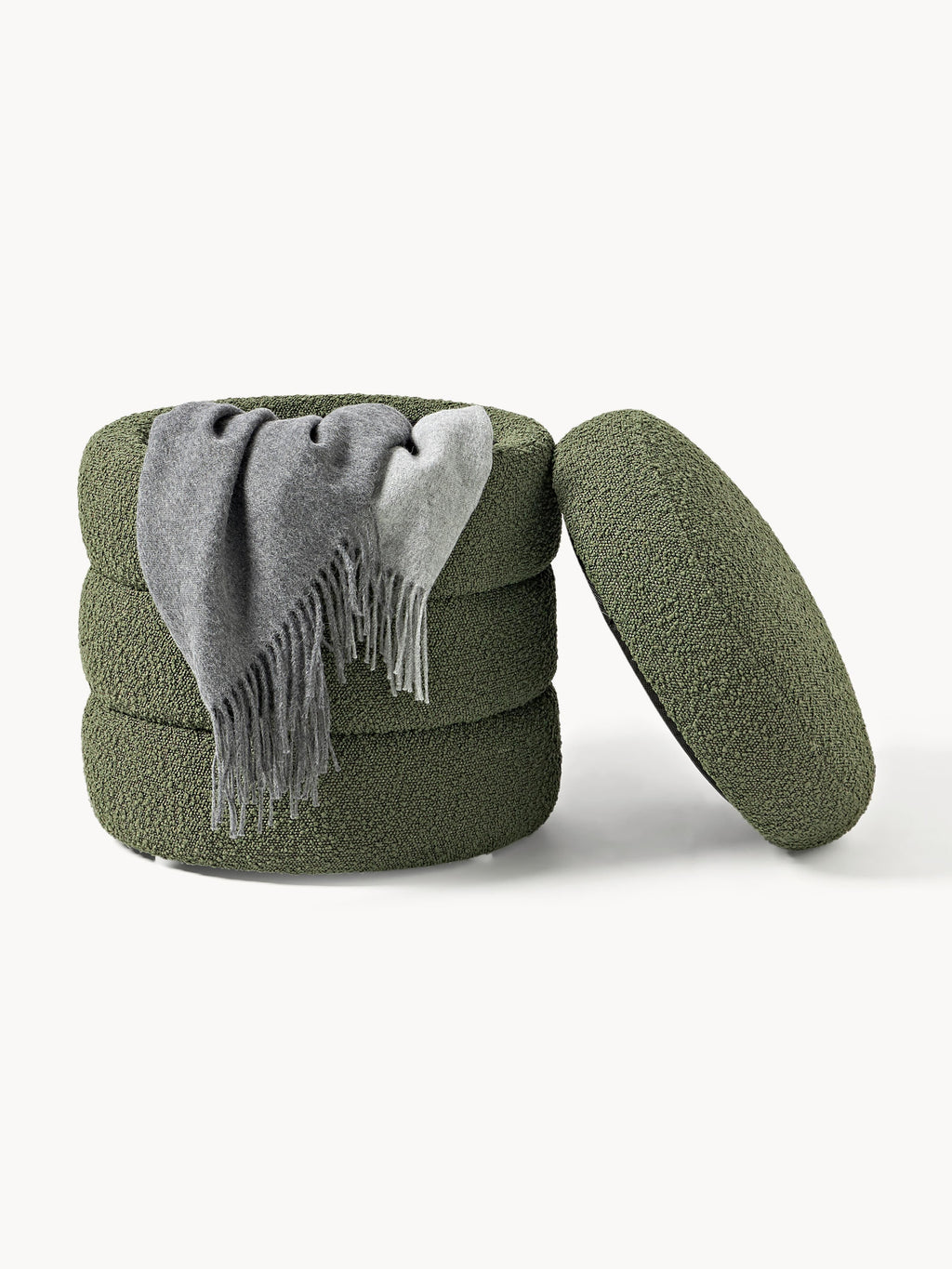 Alto Bouclé Upholstered Stool with Storage Space