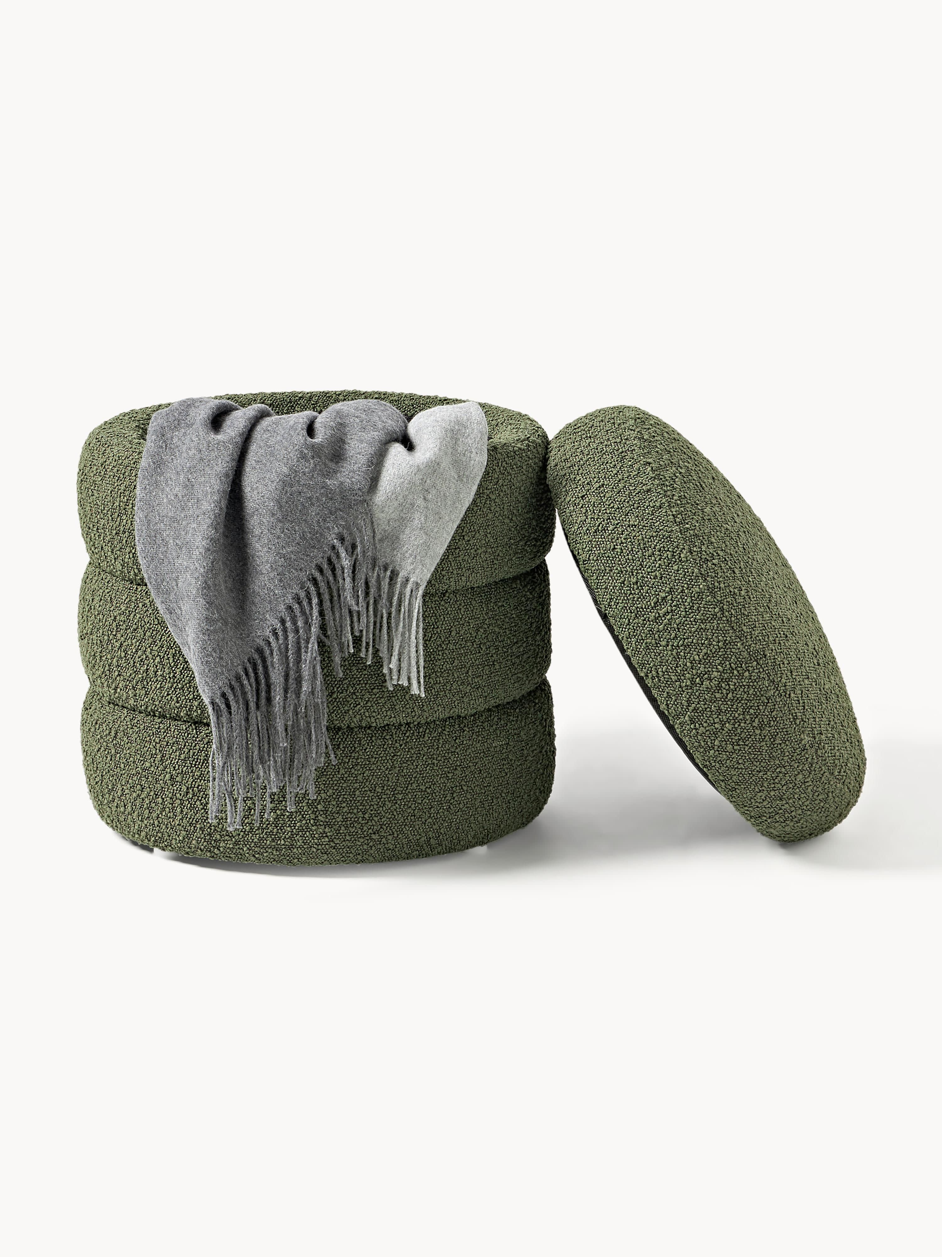 Alto Bouclé Upholstered Stool with Storage Space