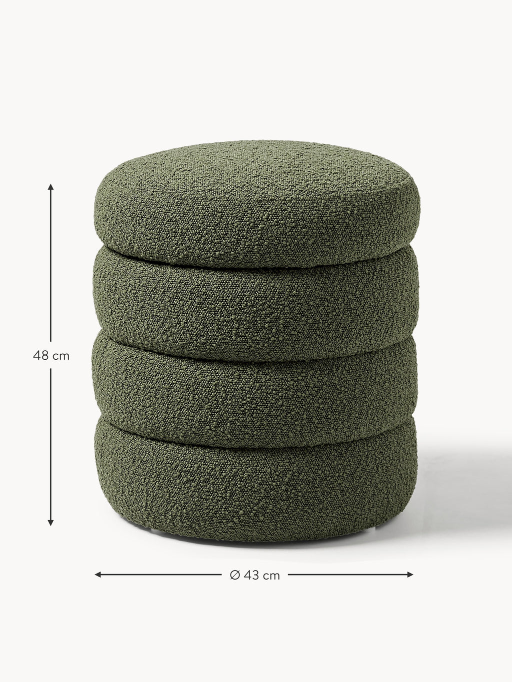 Alto Bouclé Upholstered Stool with Storage Space