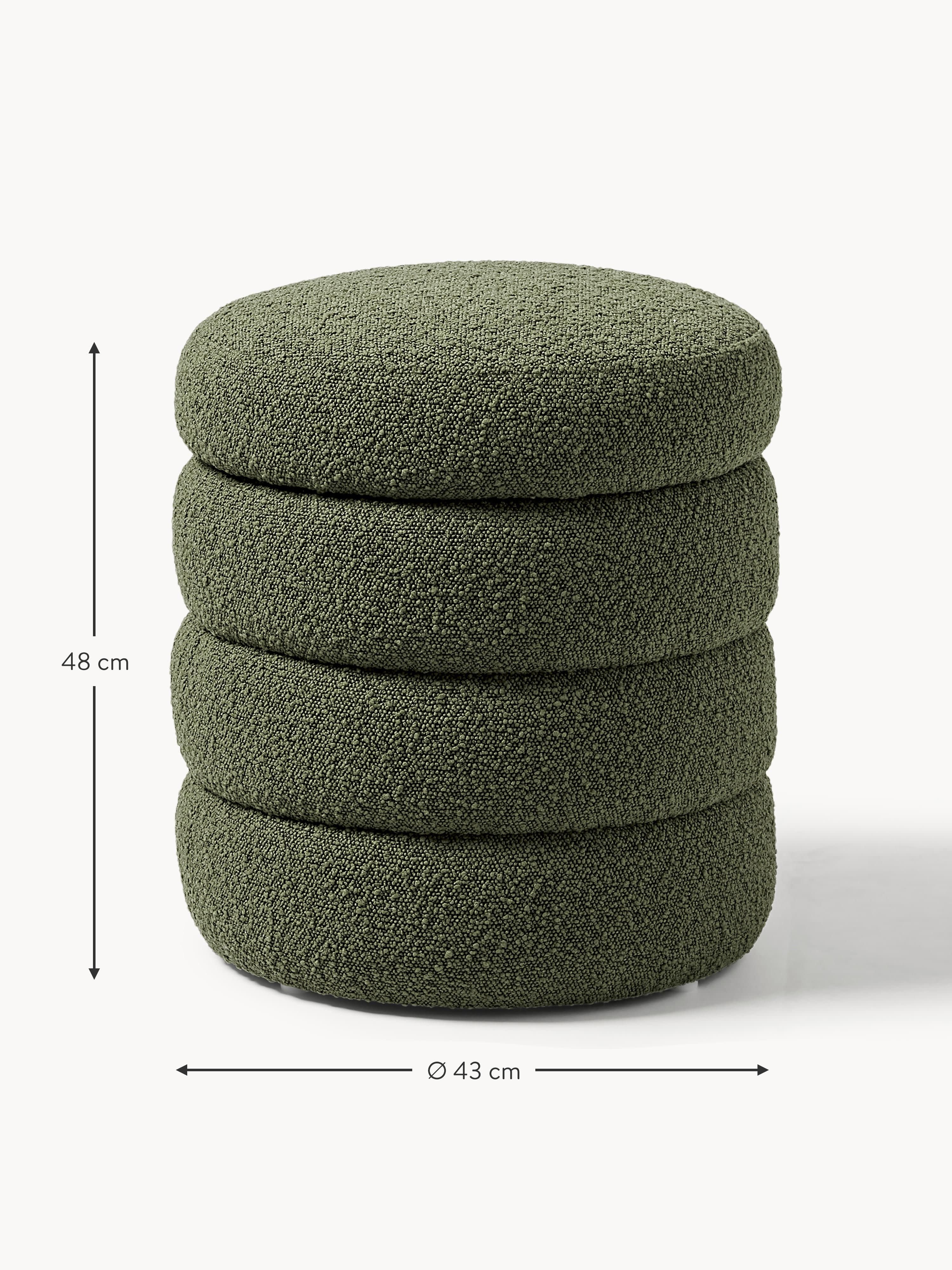 Alto Bouclé Upholstered Stool with Storage Space