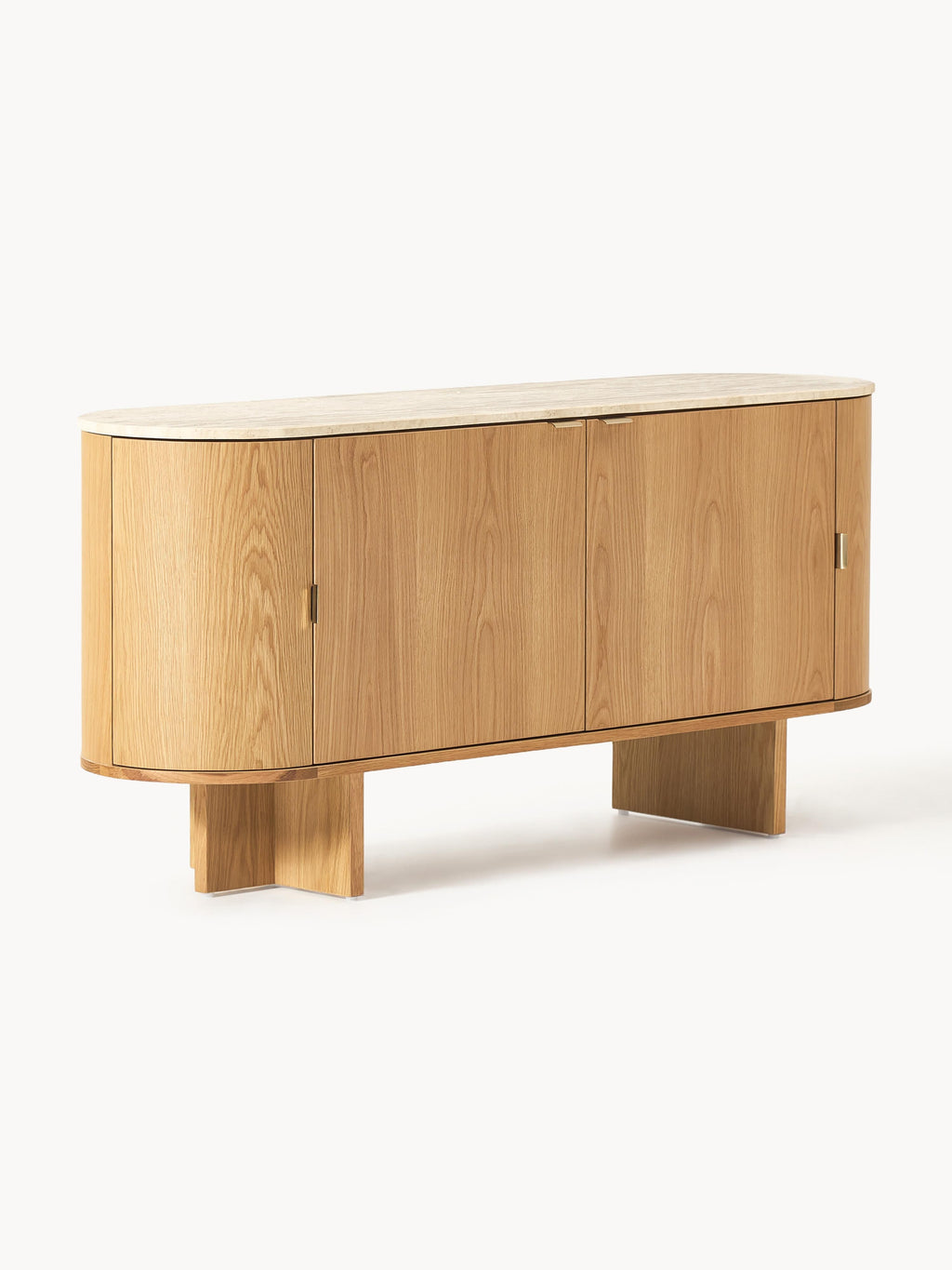 Gallery image 1 - Wooden Sideboard Zumi with Rounded Corners and Travertine Top