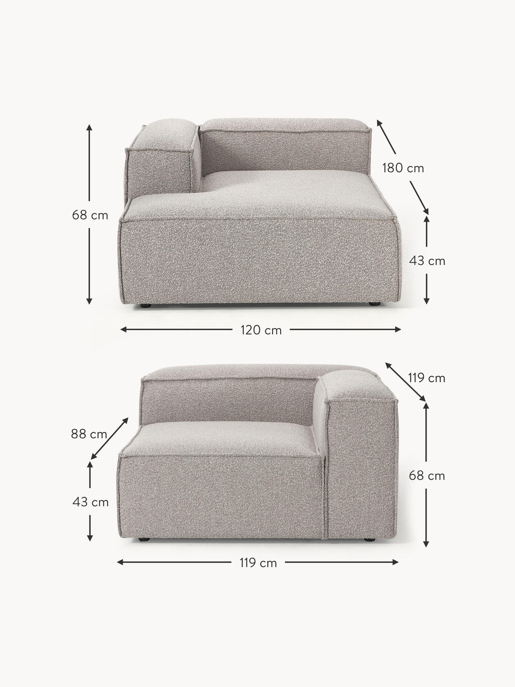Lennon Bouclé Modular Corner Sofa (3-seater)