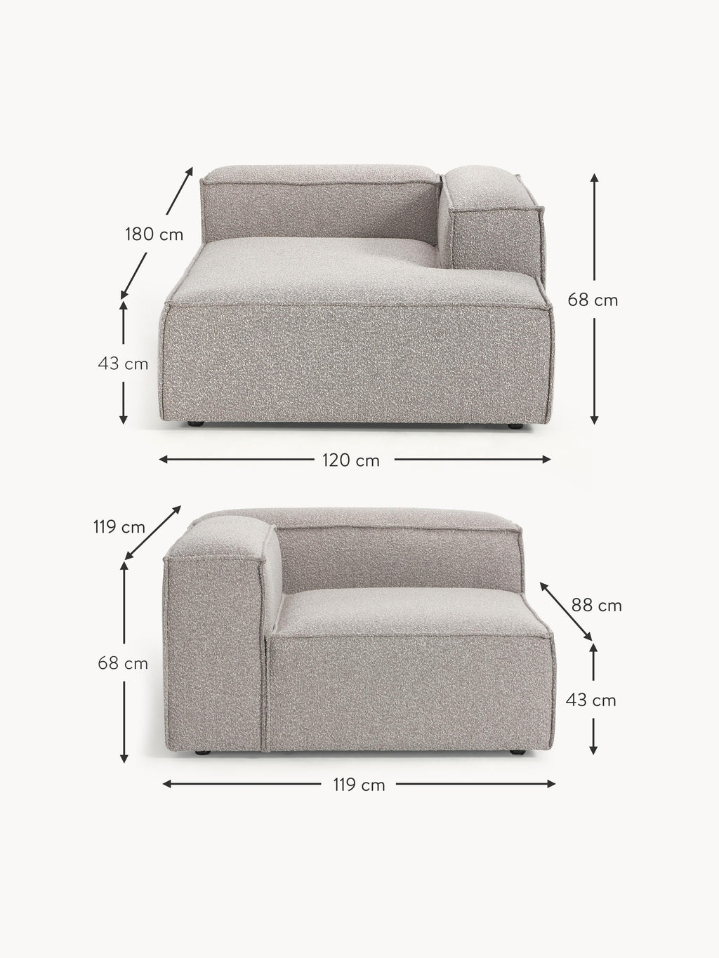 Lennon Bouclé Modular Corner Sofa (3-seater)
