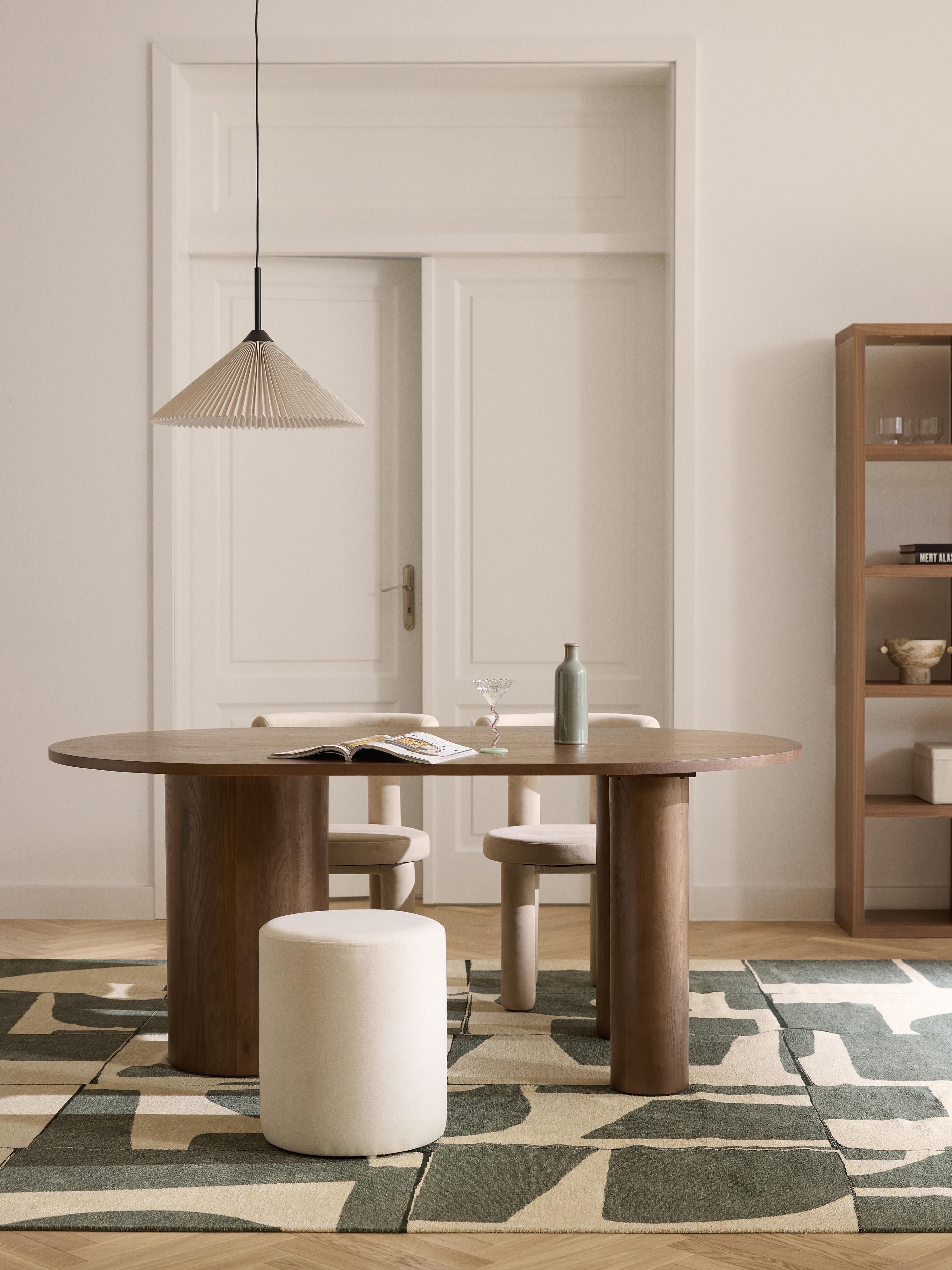Dunia Oval Oak Wood Dining Table, in various sizes