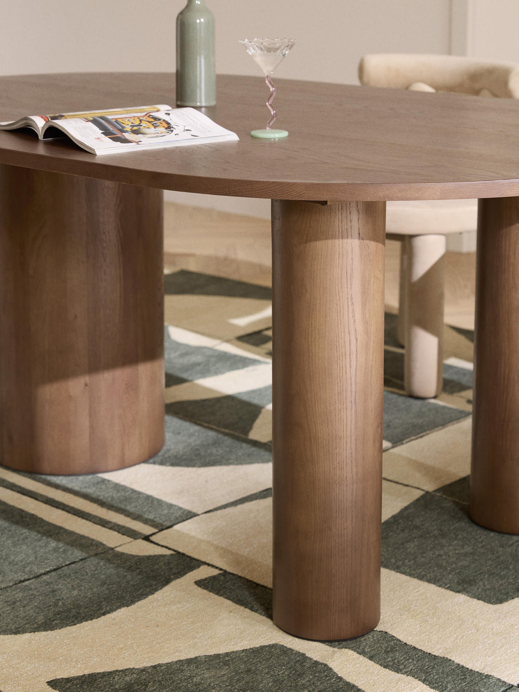 Dunia Oval Oak Wood Dining Table, in various sizes