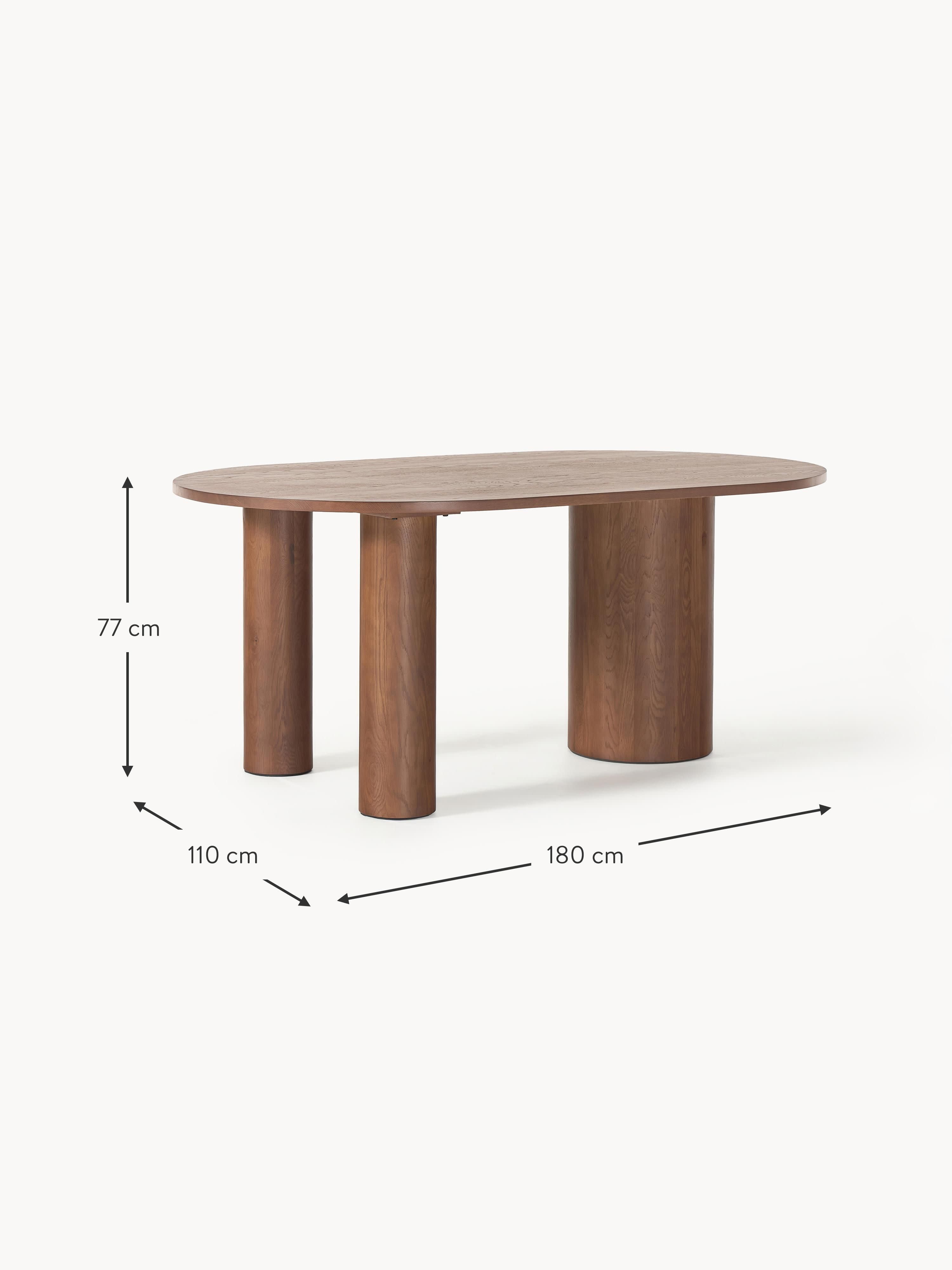 Dunia Oval Oak Wood Dining Table, in various sizes