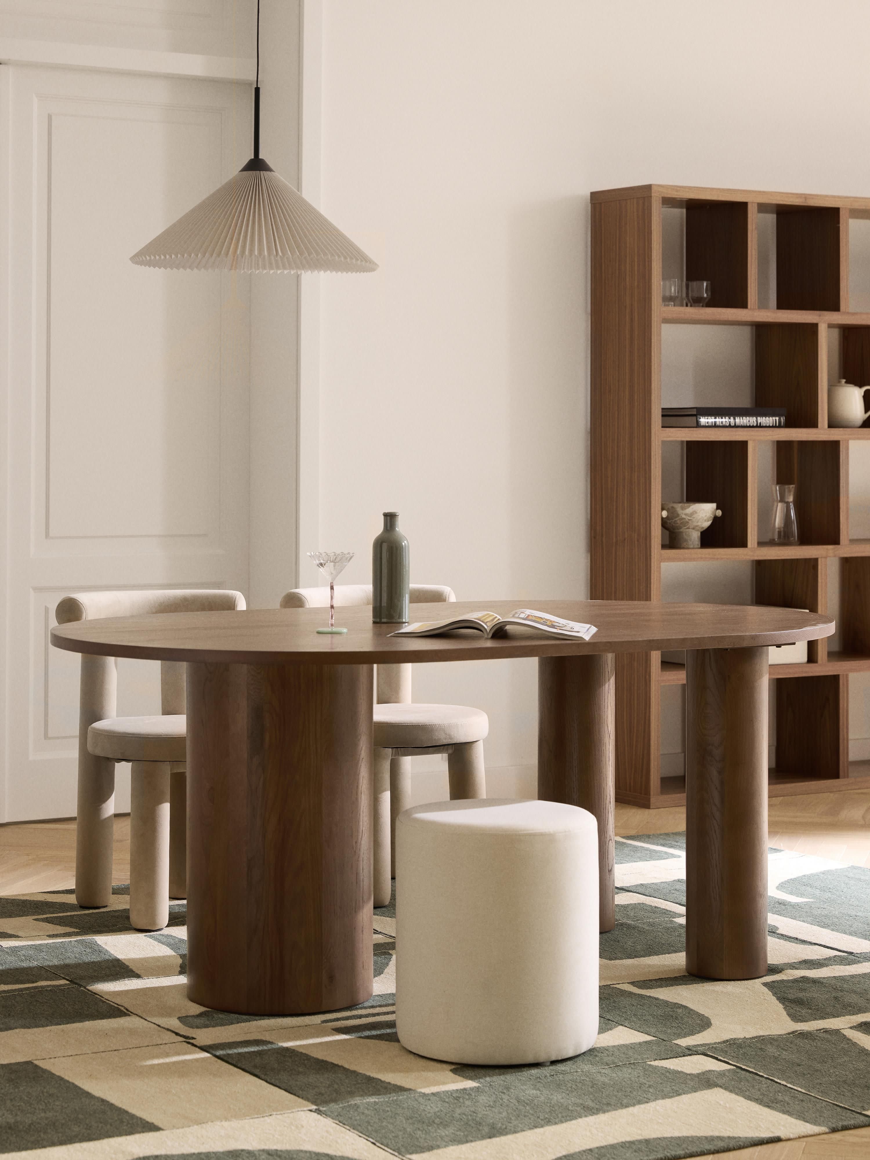 Dunia Oval Oak Wood Dining Table, in various sizes
