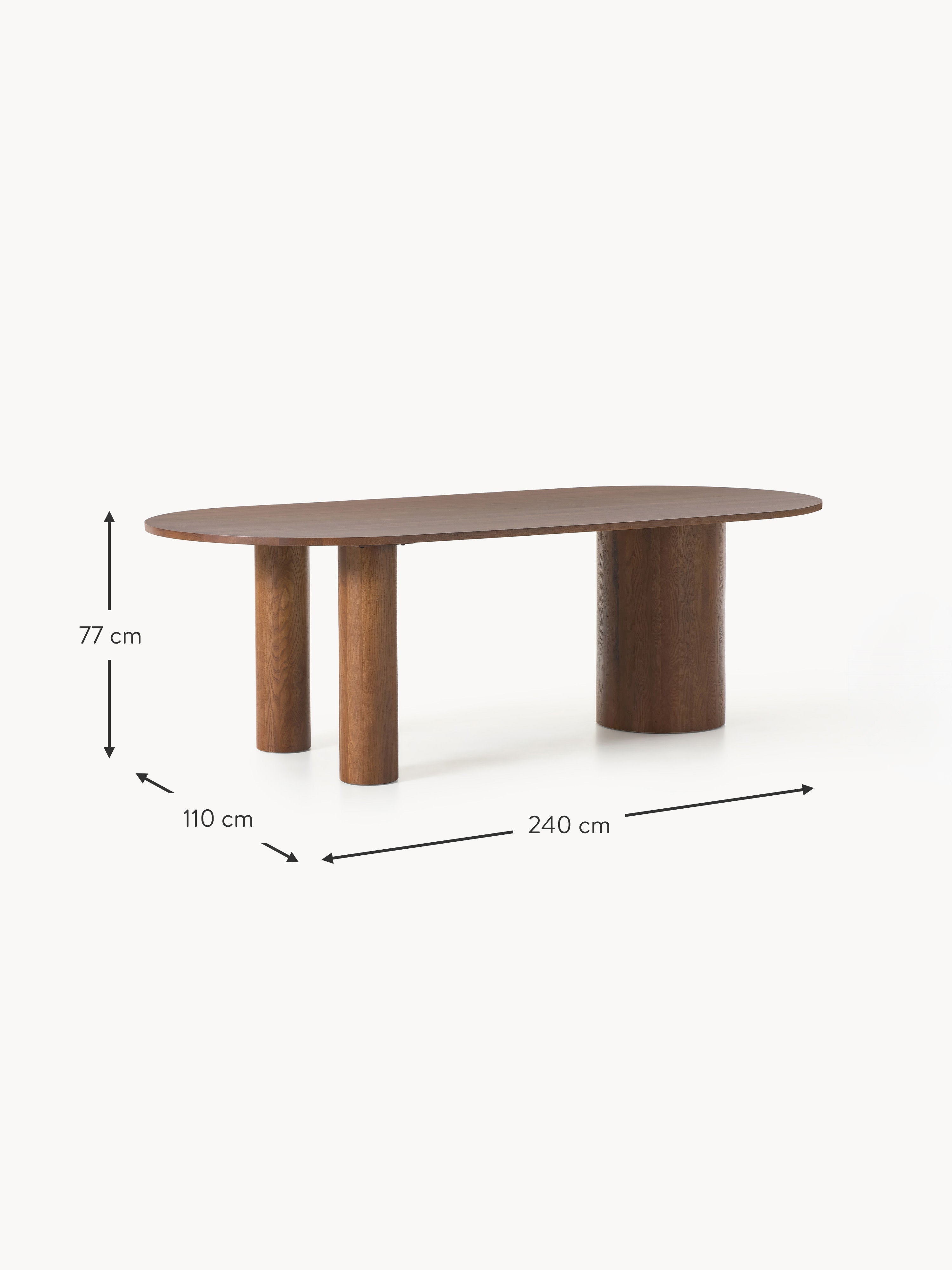 Dunia Oval Oak Wood Dining Table, in various sizes