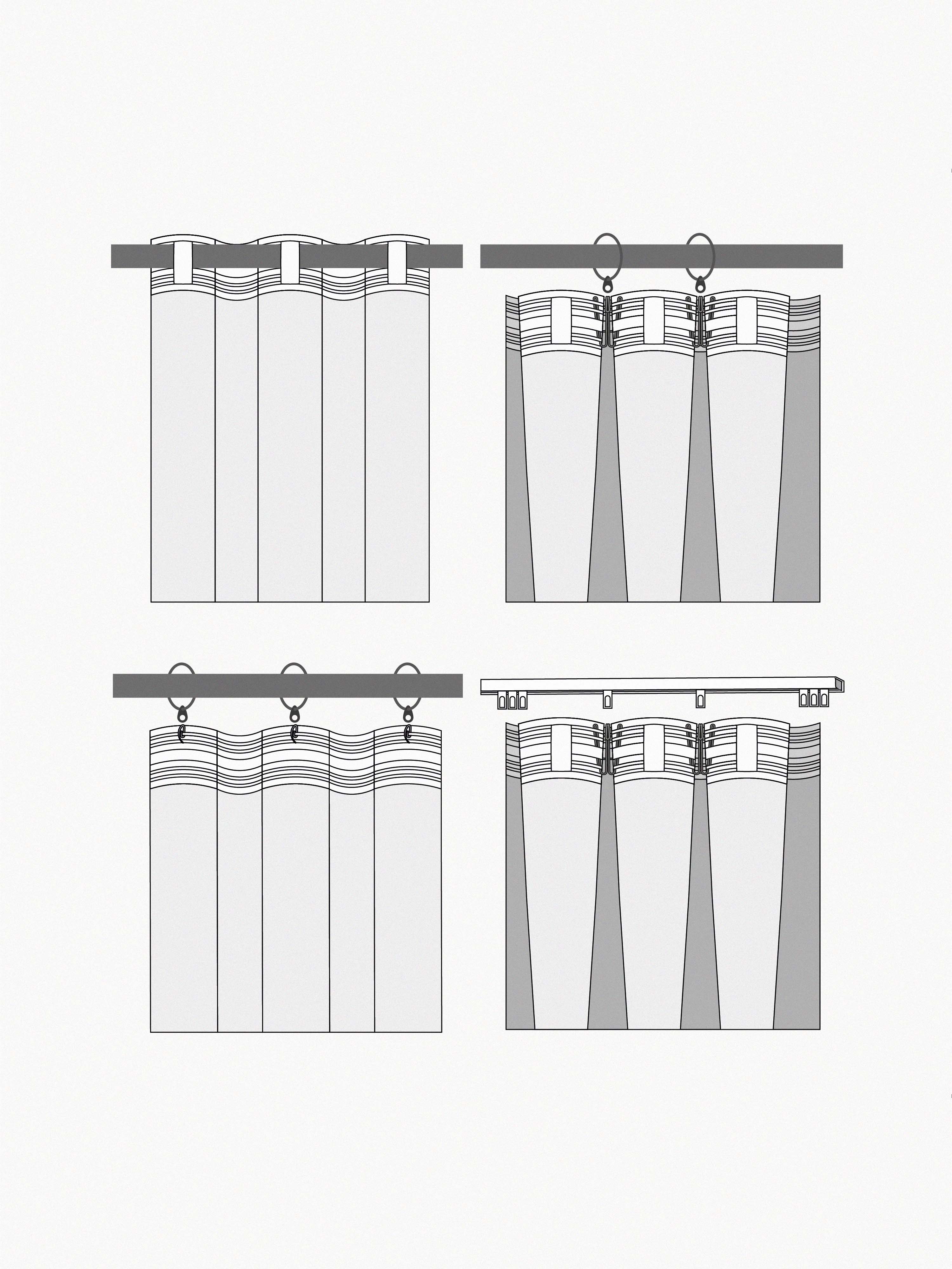 Asher Blackout Multi-Band Curtains, Set of 2, W 140 cm