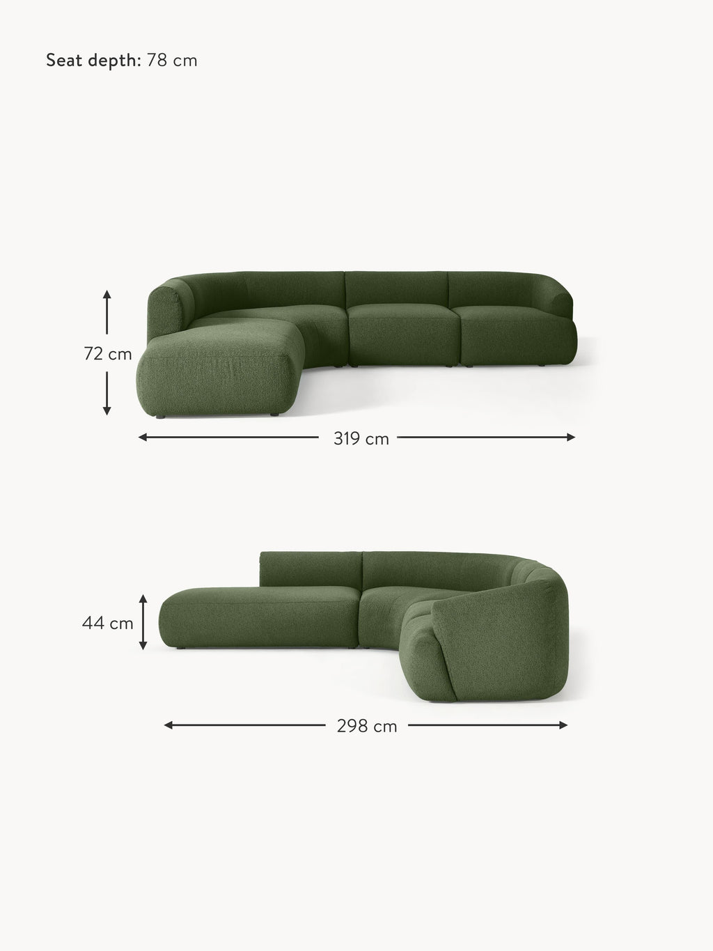 Sofia Modular Bouclé Corner Sofa (4-seater)
