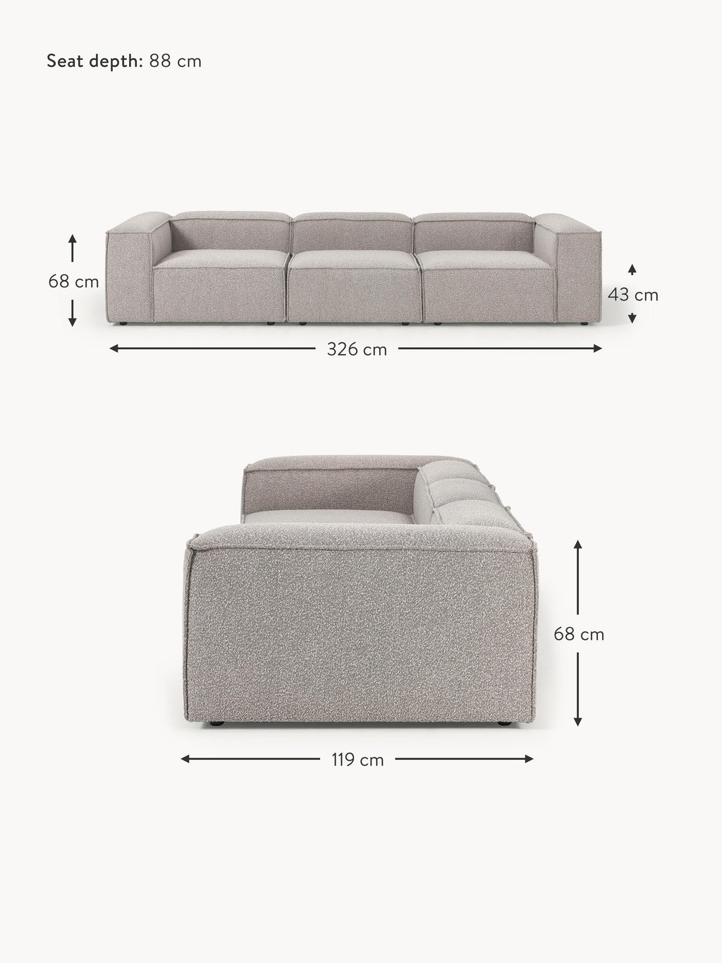 Lennon Bouclé Modular Sofa (4-seater)