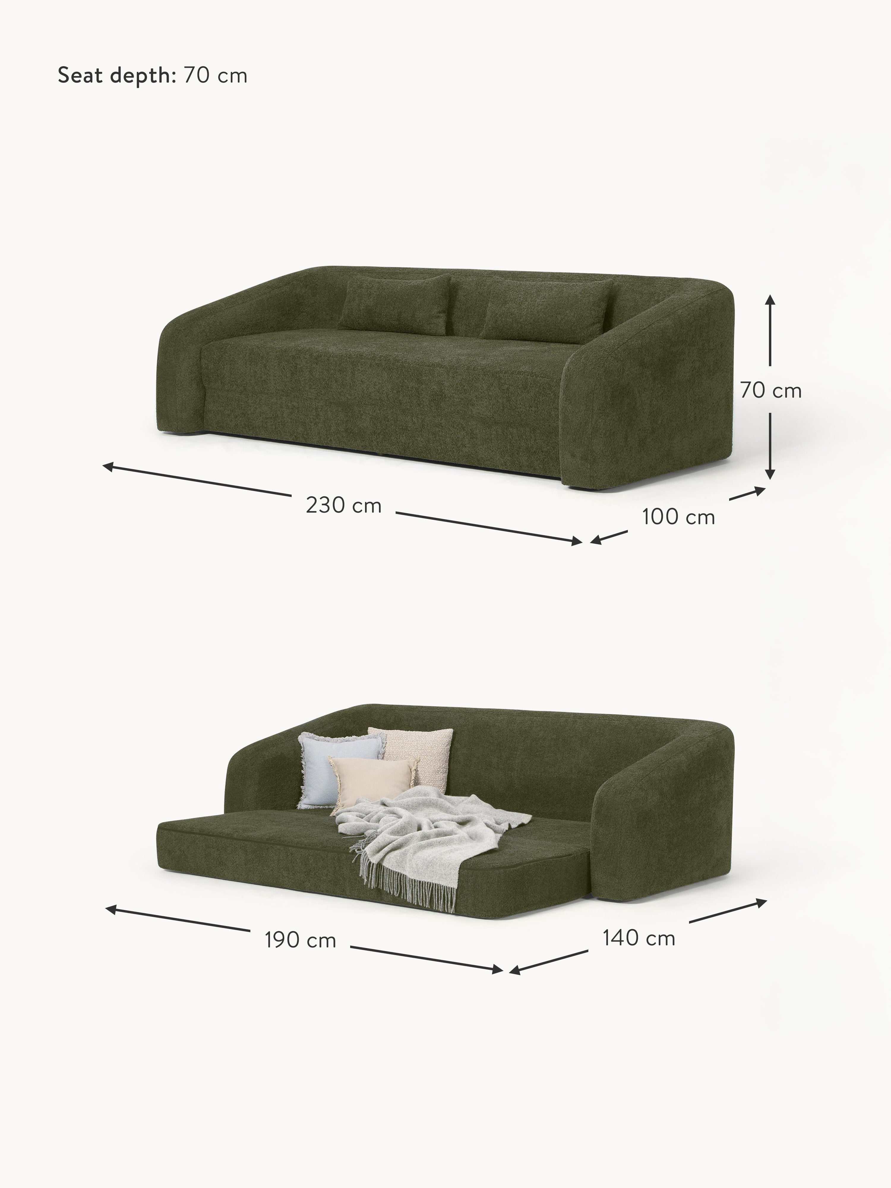 Eliot Teddy Bouclé Sofa Bed (3-seater)