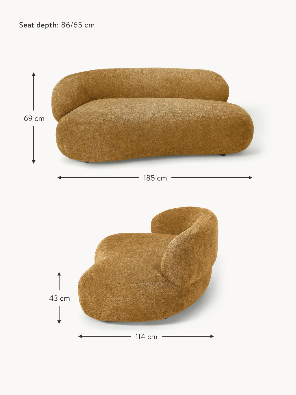 Alba Teddy Bouclé Sofa (2-seater)