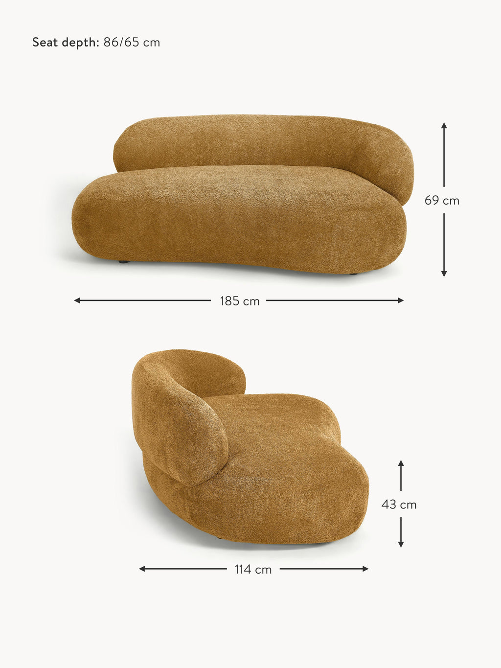 Alba Teddy Bouclé Sofa (2-seater)