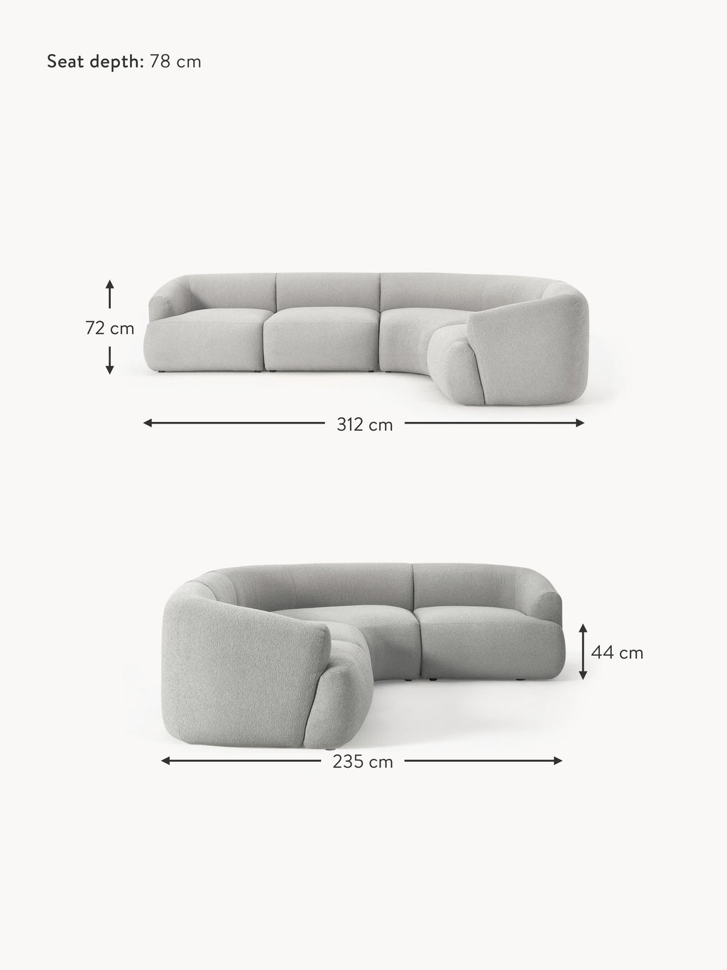 Sofia Modular Bouclé Corner Sofa (4-seater)