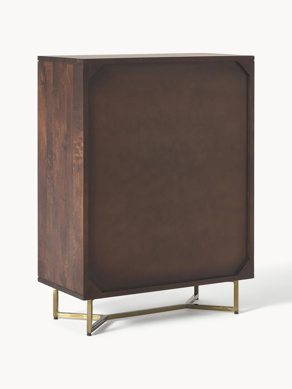 Luca Mango Wood Highboard with Herringbone Pattern