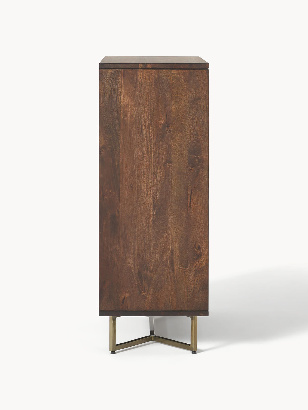 Luca Mango Wood Highboard with Herringbone Pattern