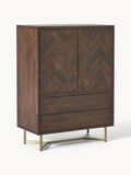 Gallery image 1 - Mango Wood Highboard Luca with Herringbone Pattern