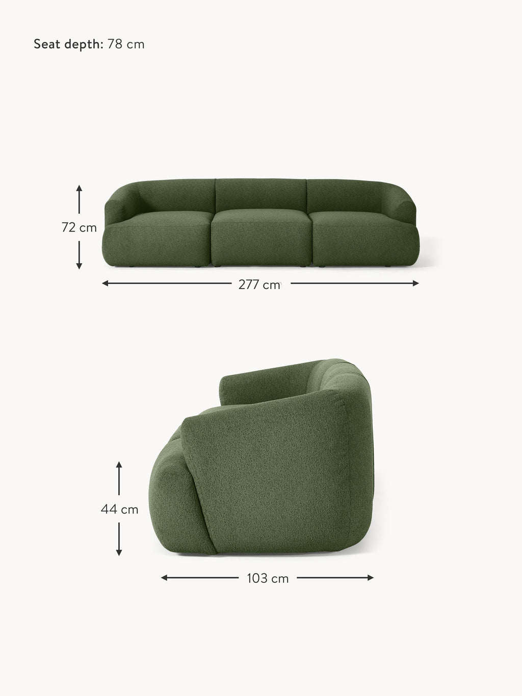 Sofia Modular Bouclé Sofa (4-seater)