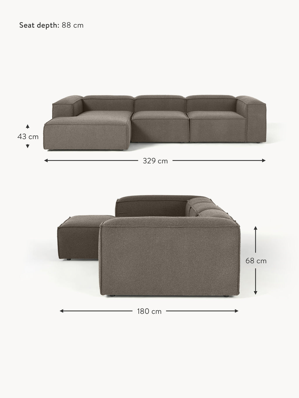 Lennon Bouclé Modular Corner Sofa (4-seater)