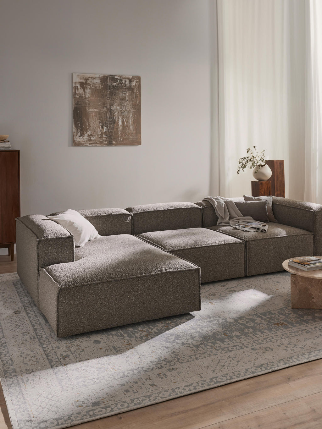 Lennon Bouclé Modular Corner Sofa (4-seater)