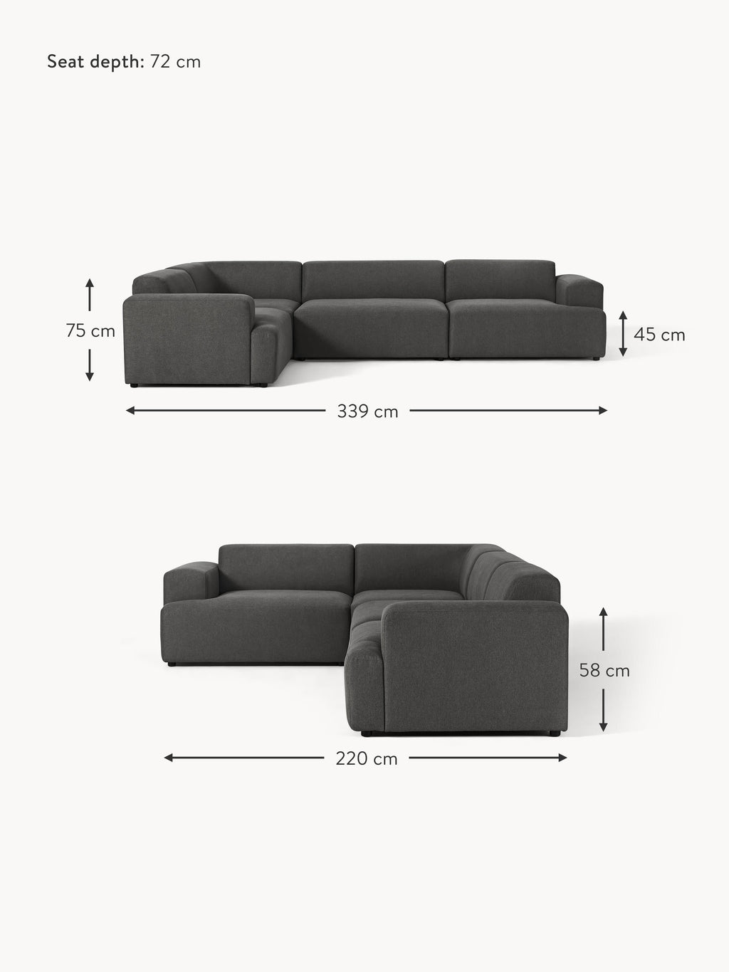 Melva Large Corner Sofa (4-seater)