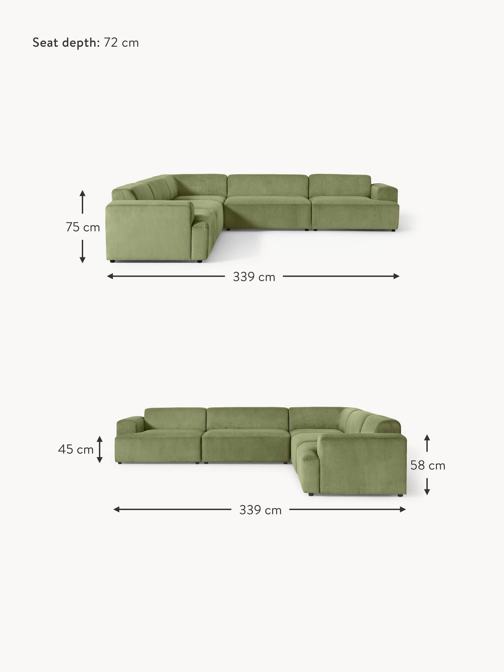 Melva Corduroy Corner Sofa (4-seater)